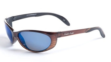 Mariner - Shiny Woodgrain Frame with Blue Mirror Glass Lenses