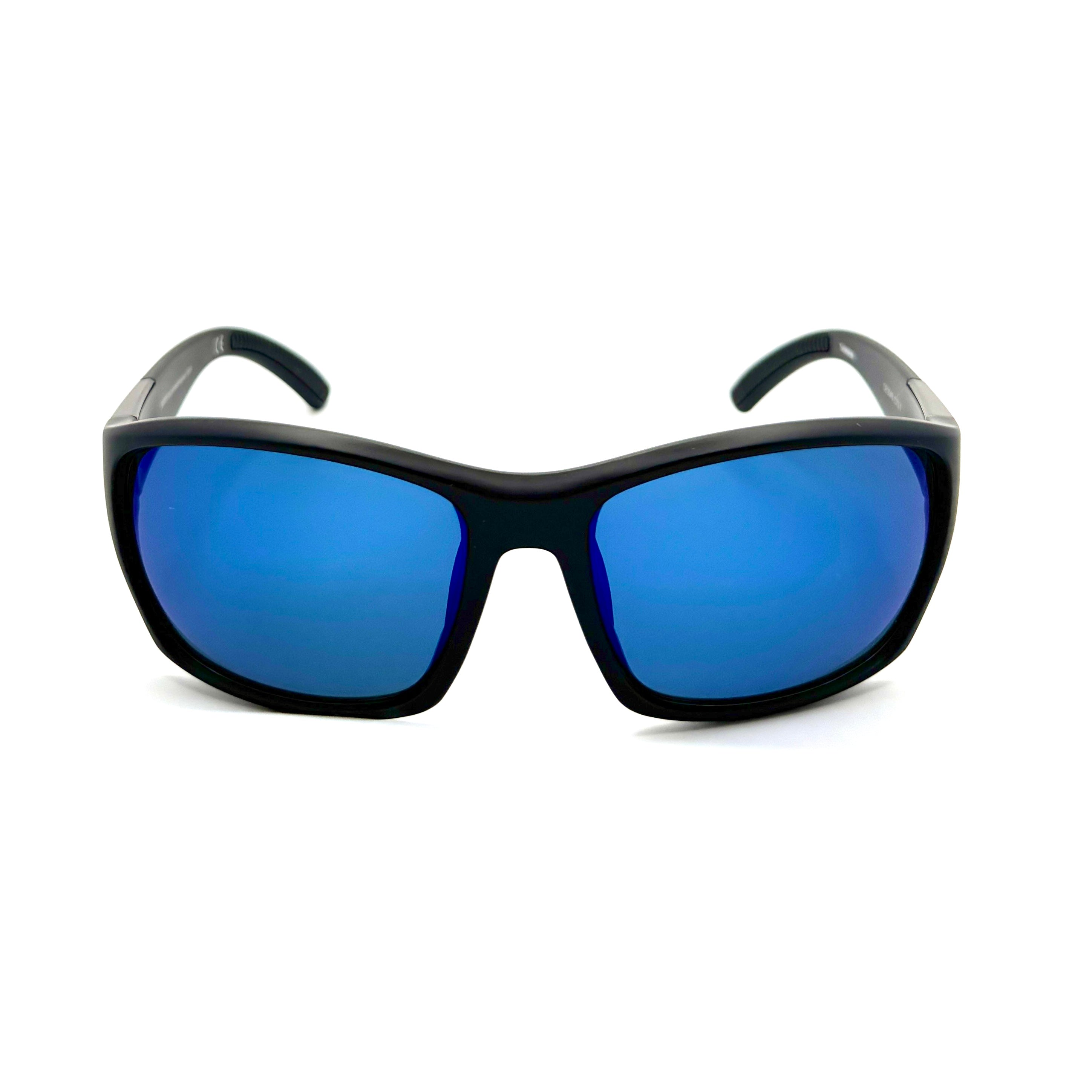 Tornado - Matte Black Frame with Blue Mirror Glass Lenses