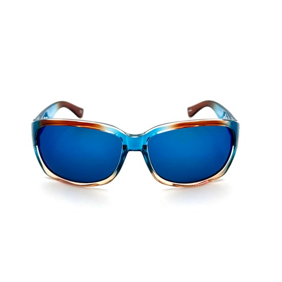 Bimini - Shiny Crystal Blue and Brown Frame with PC Polarized Mirror Lenses