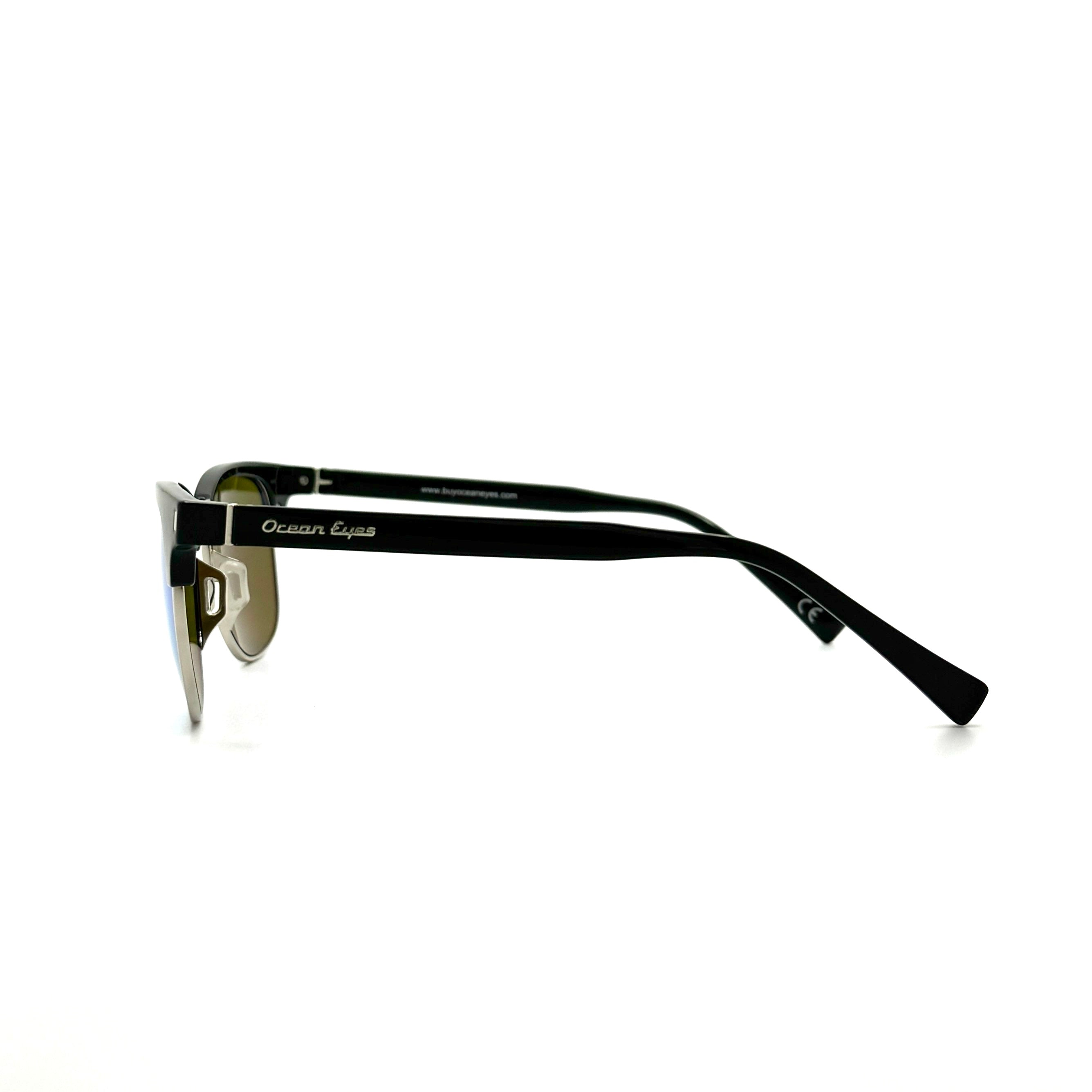 Aruba- Shiny Black and Silver Frame with Blue Mirror Lenses 3071PC-1