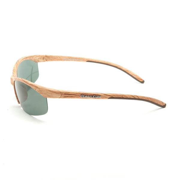 Cool Breeze - Matte Light Woodgrain Frame with Green Lenses 2004-4