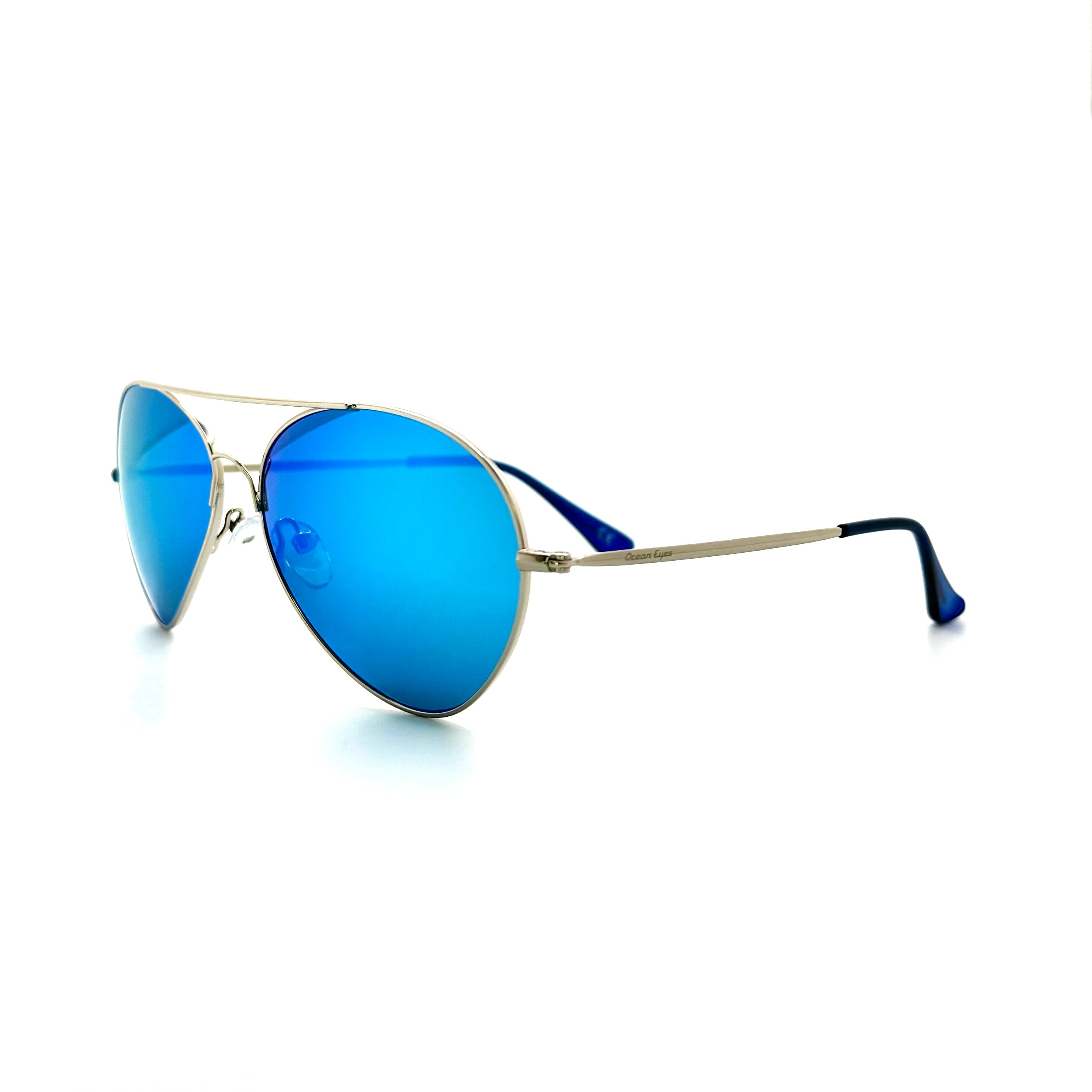 Havanah - Shiny Silver Frame with Light Blue Mirror Lenses 3073PC-2
