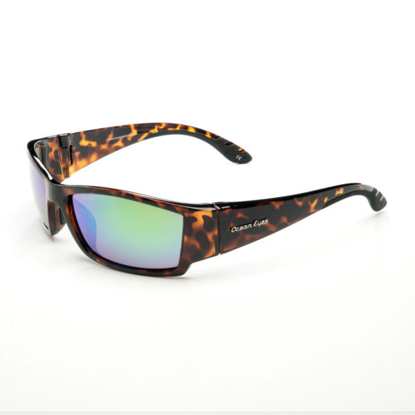 Fish On– Shiny Tortoise Frame with Amber Mirror Green Lenses 3050-2