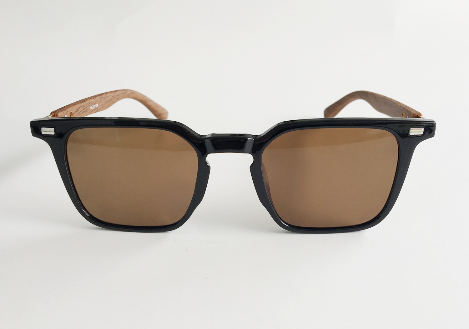 Panama PC -Shiny Black and Woodgrain Frame-Amber Lenses