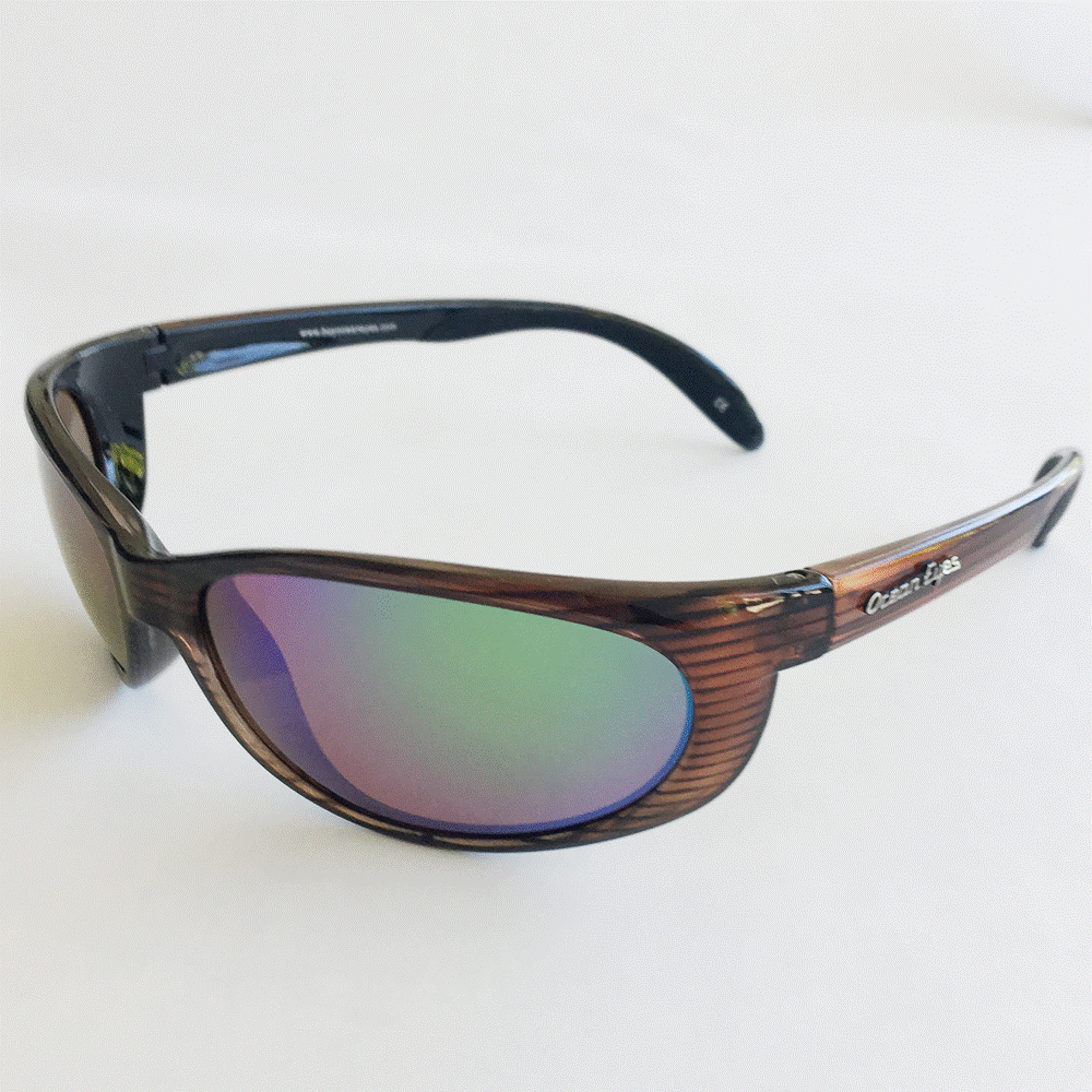 Mariner - Woodgrain Frame-Green Mirror Amber Lenses