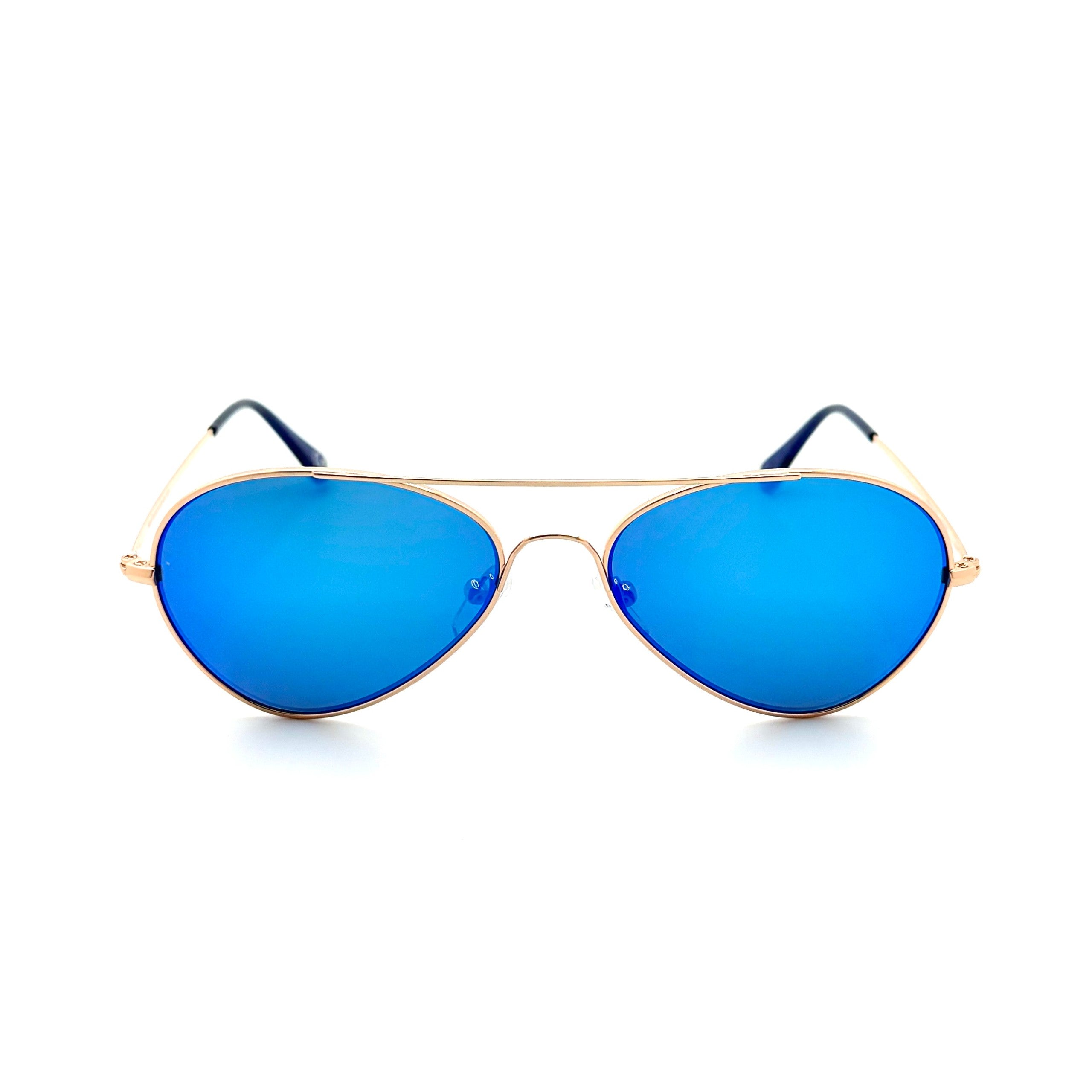 Kokomo – Shiny Gold Metal Frame with Blue Mirror Lenses 3072PC-2