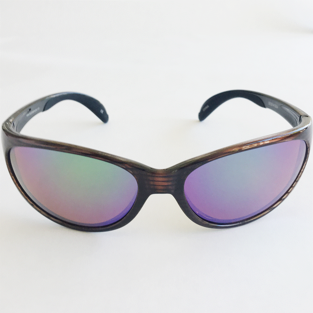 Mariner - Woodgrain Frame-Green Mirror Amber Lenses