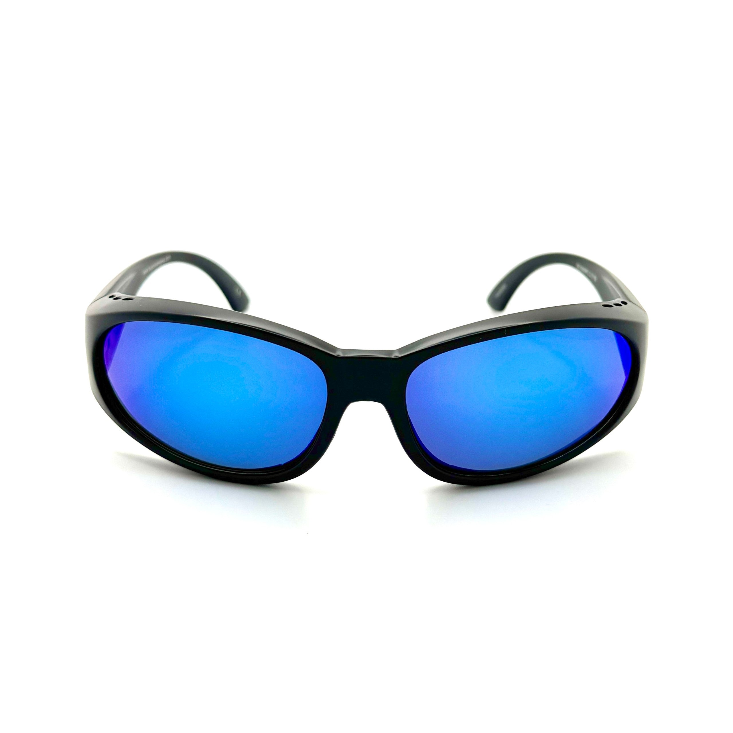 Go Fish PC - Matte Black Frame with Blue Mirror Lenses 3000PC-1