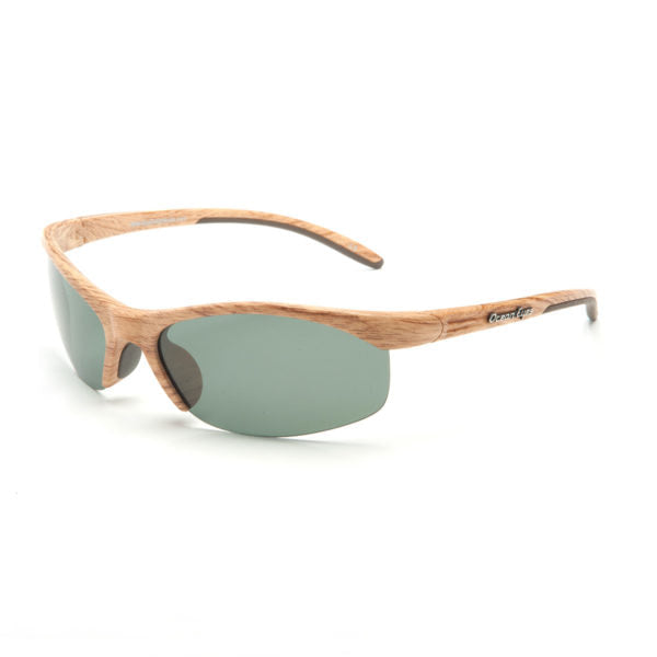 Cool Breeze - Matte Light Woodgrain Frame with Green Lenses 2004-4