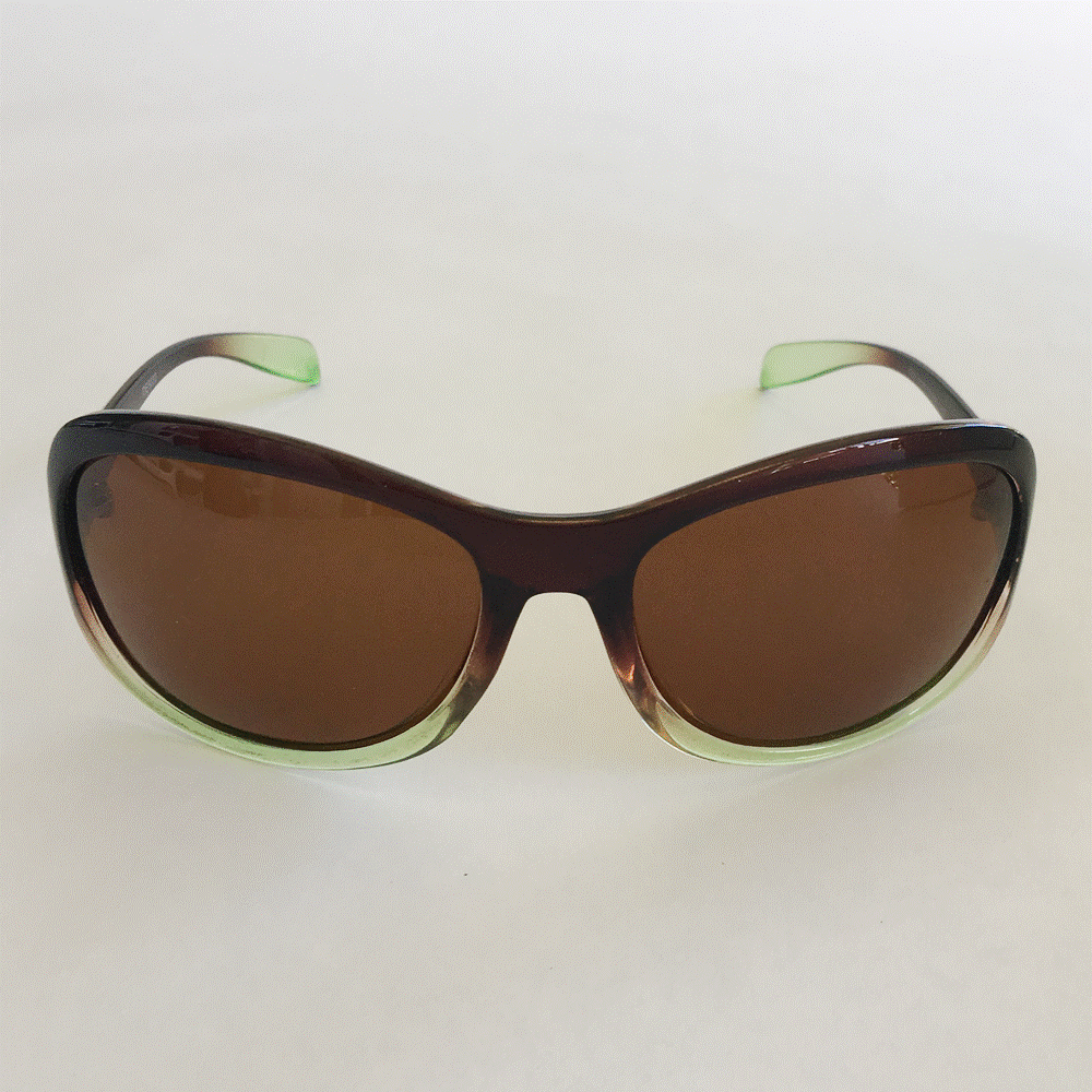 Ladyfish - Shiny Crystal Brown & Green Frame- Amber Lenses