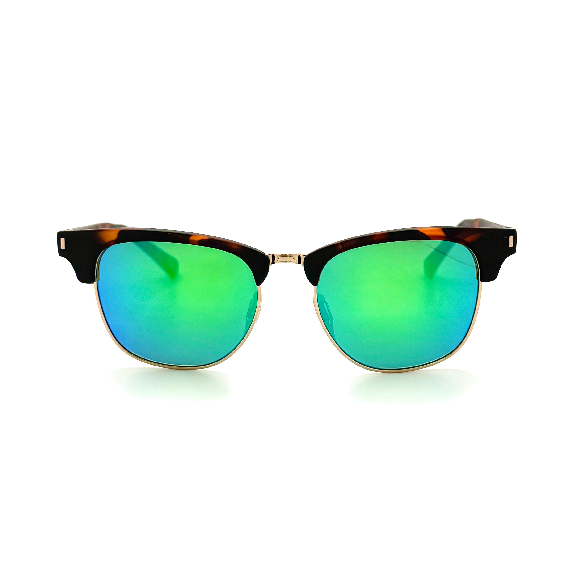 Aruba - Matte Tortoise and Gold Frame with Green Mirror Lenses 3071PC-2