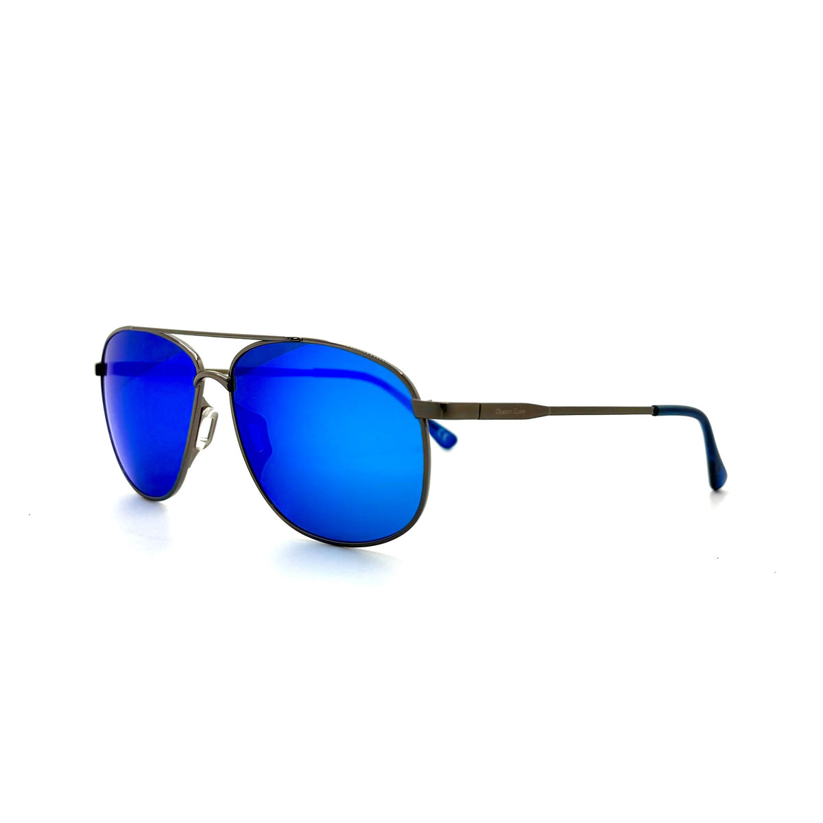 Everglades– Shiny Gun Metal Frame with Dark Blue Mirror Lenses 3016PC-2