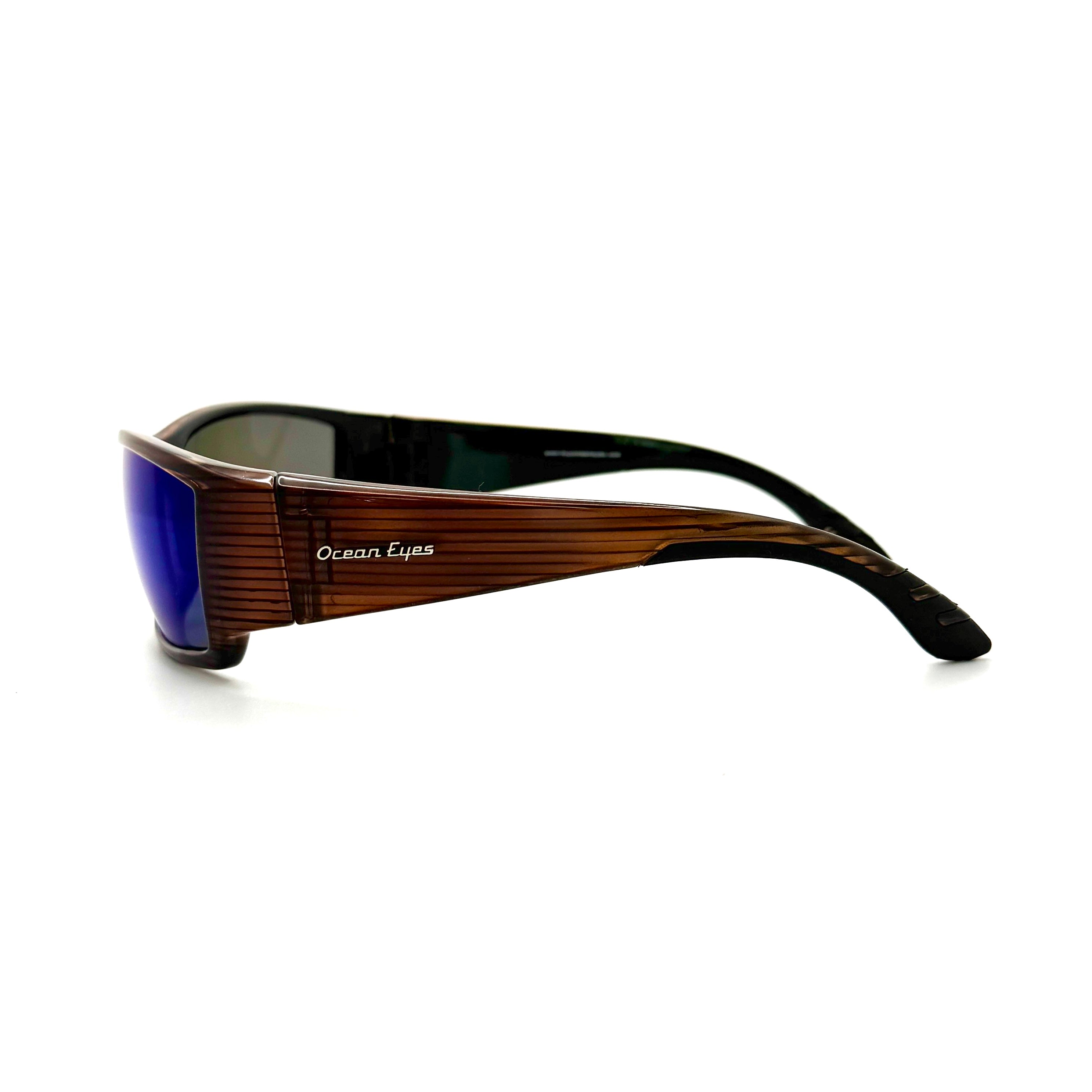 Fish On - Shiny Woodgrain Frame with Smoke/Blue Mirror Glass Lenses