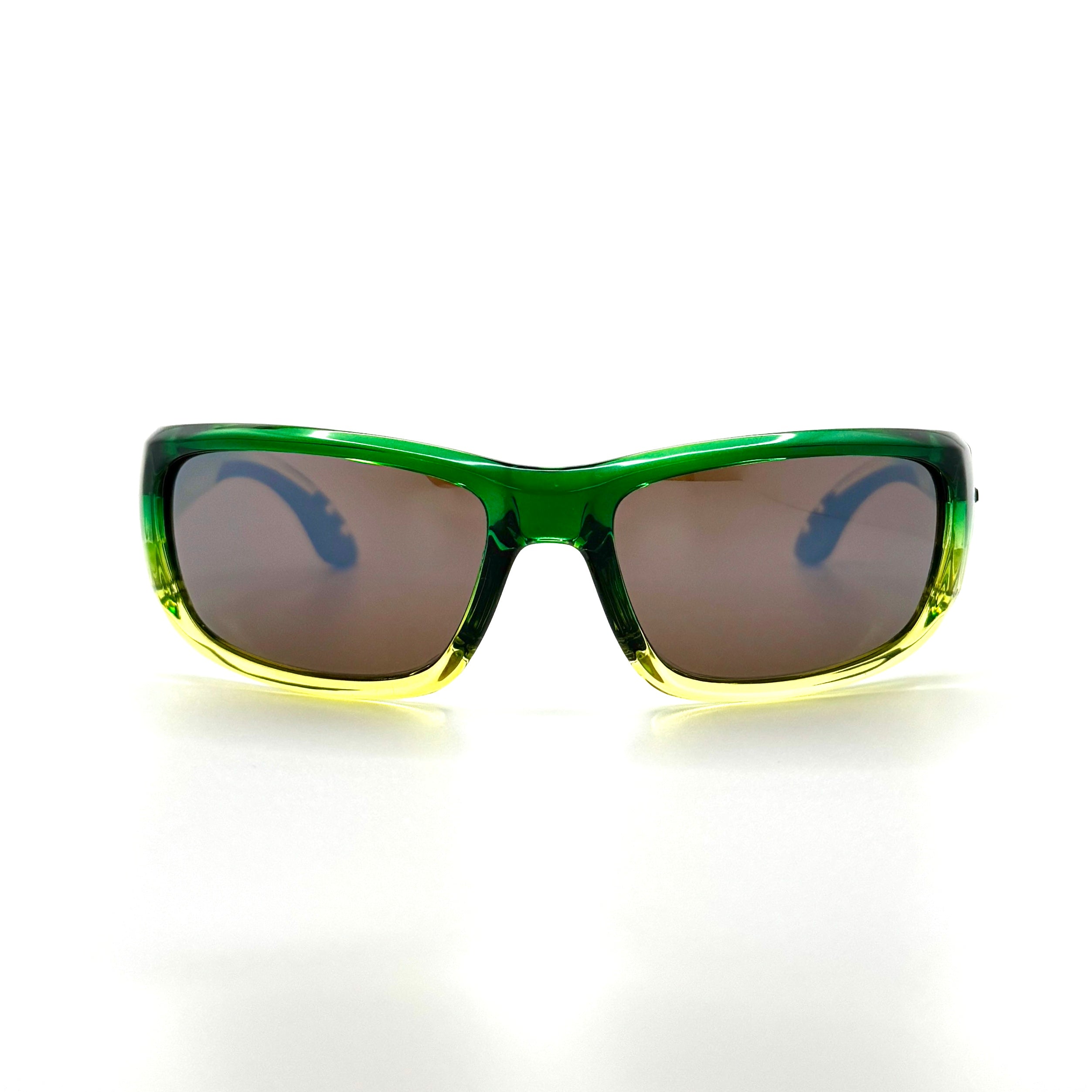 Fish On - Shiny Mahi Frame with Amber/ Silver Mirror Glass Lenses