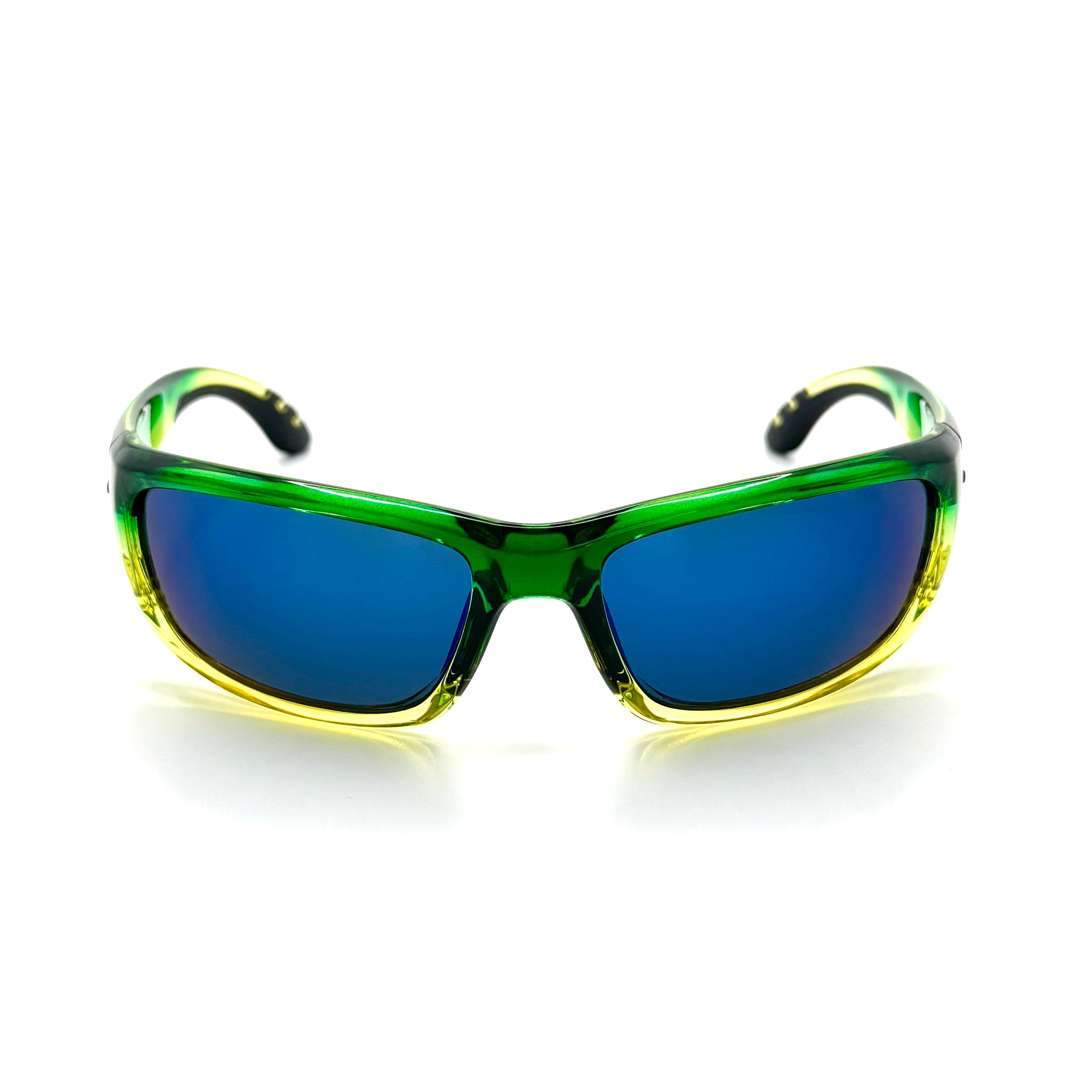 Fish On - Shiny Mahi Frame with Smoke/ Blue Mirror Glass Lenses