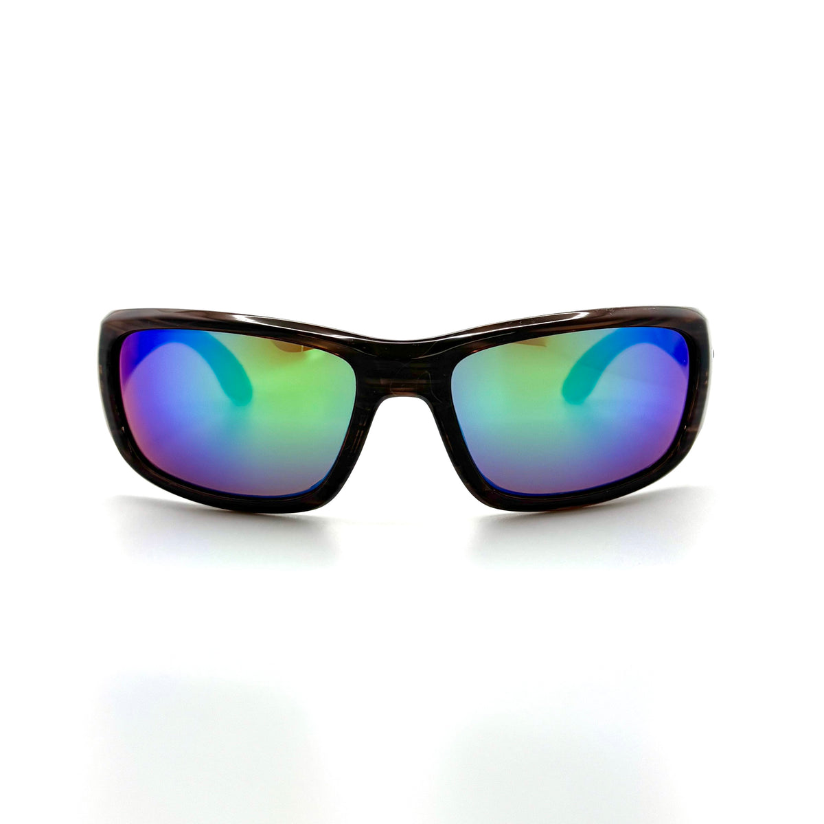 Fish On 2 - Shiny Woodgrain Frame with Amber/Green Mirror Lenses