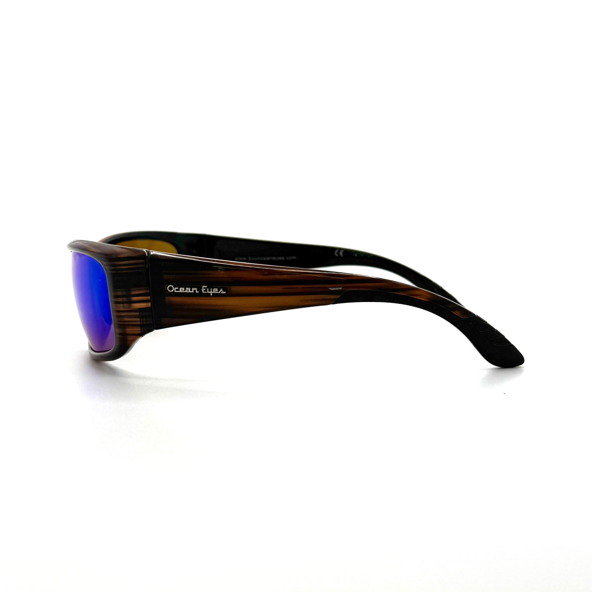 Fish On 2 - Shiny Woodgrain Frame with Amber/Green Mirror Lenses