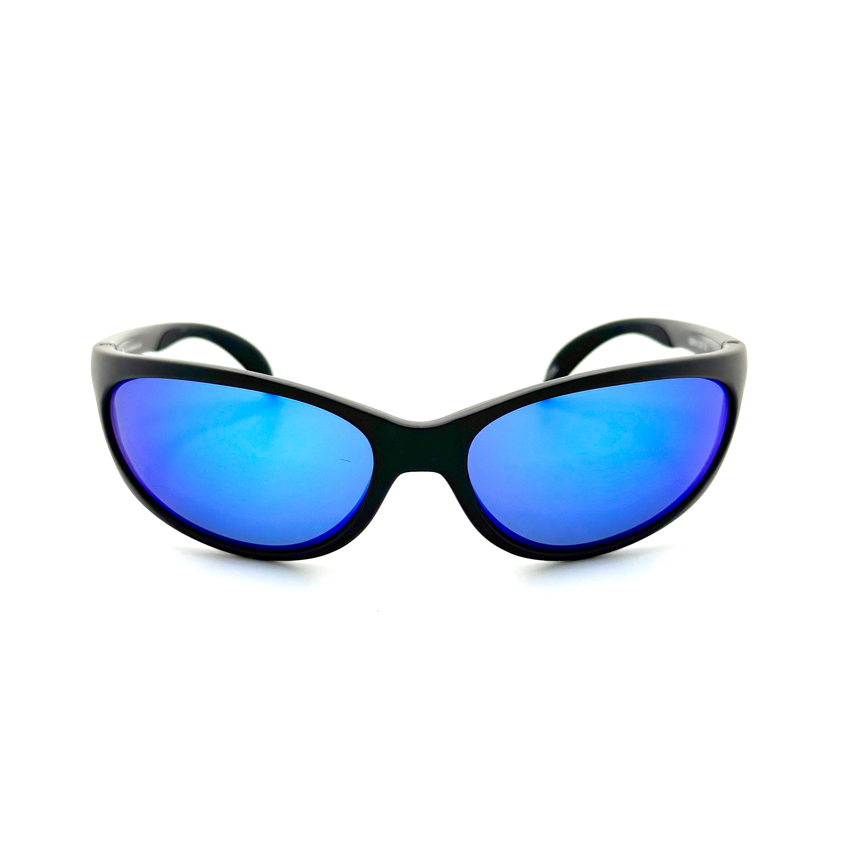 Mariner - Matte Black Frame with Blue Mirror Glass Lenses