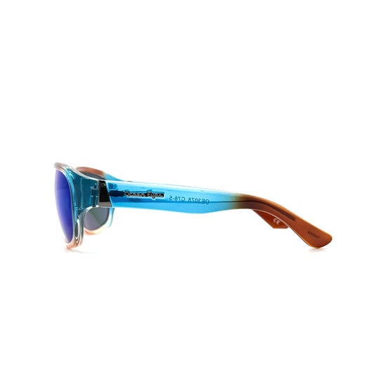 Bimini - Shiny Crystal Blue and Brown Frame with PC Polarized Mirror Lenses