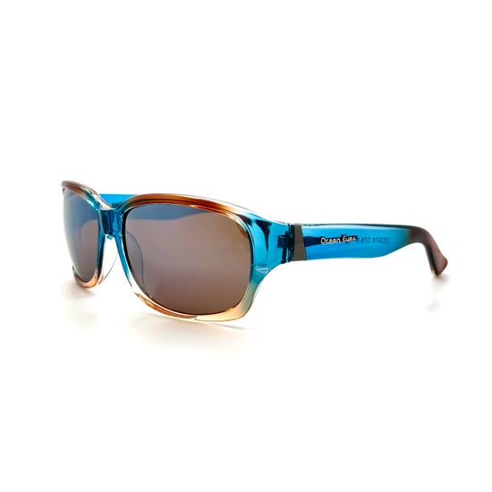Bimini - Shiny Crystal Blue and Brown Frame with PC Polarized Mirror Lenses