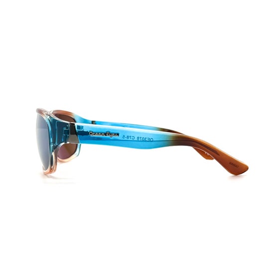 Bimini - Shiny Crystal Blue and Brown Frame with PC Polarized Mirror Lenses