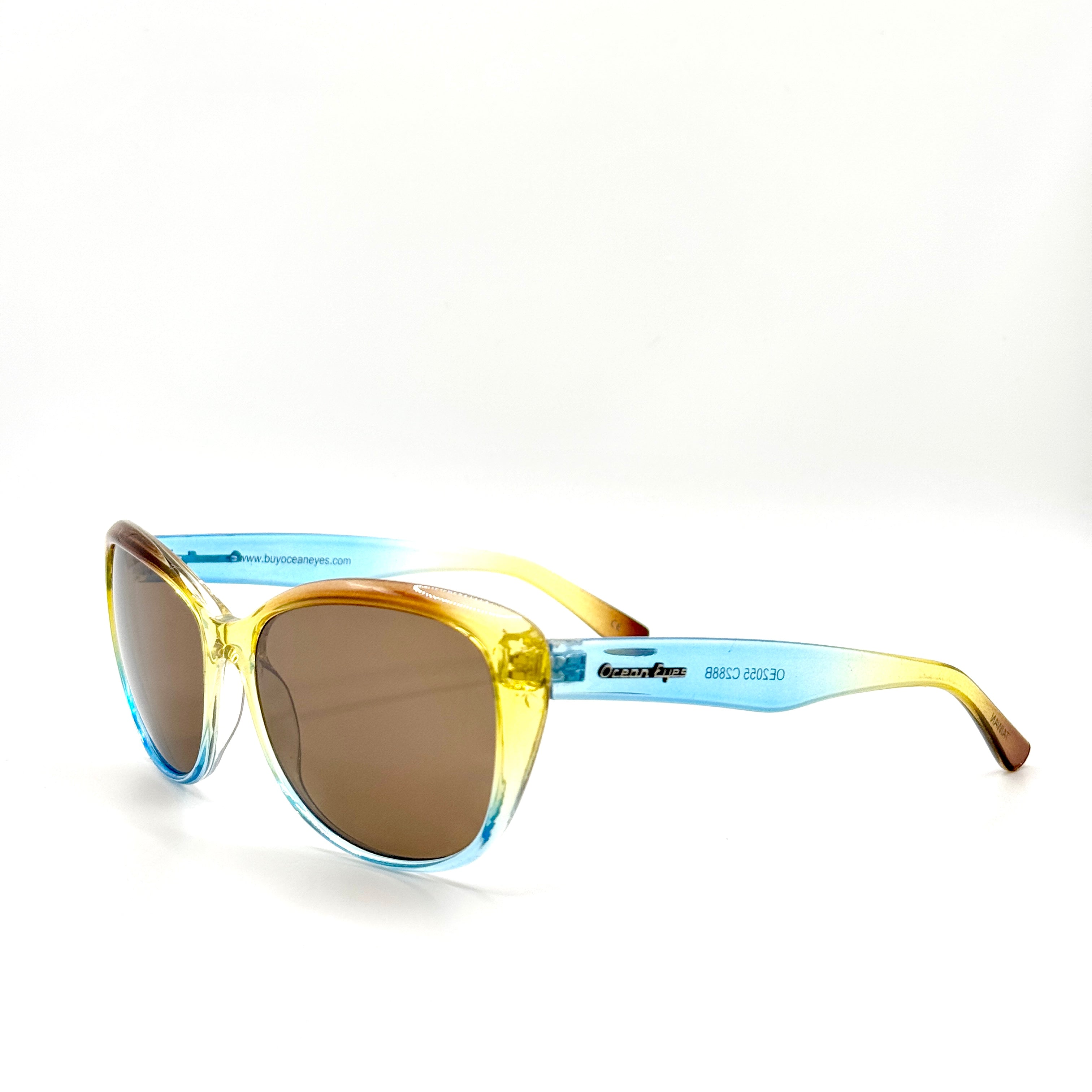 Kauai PC-Shiny Crystal Brown Fade to Blue Frame with Amber Lenses