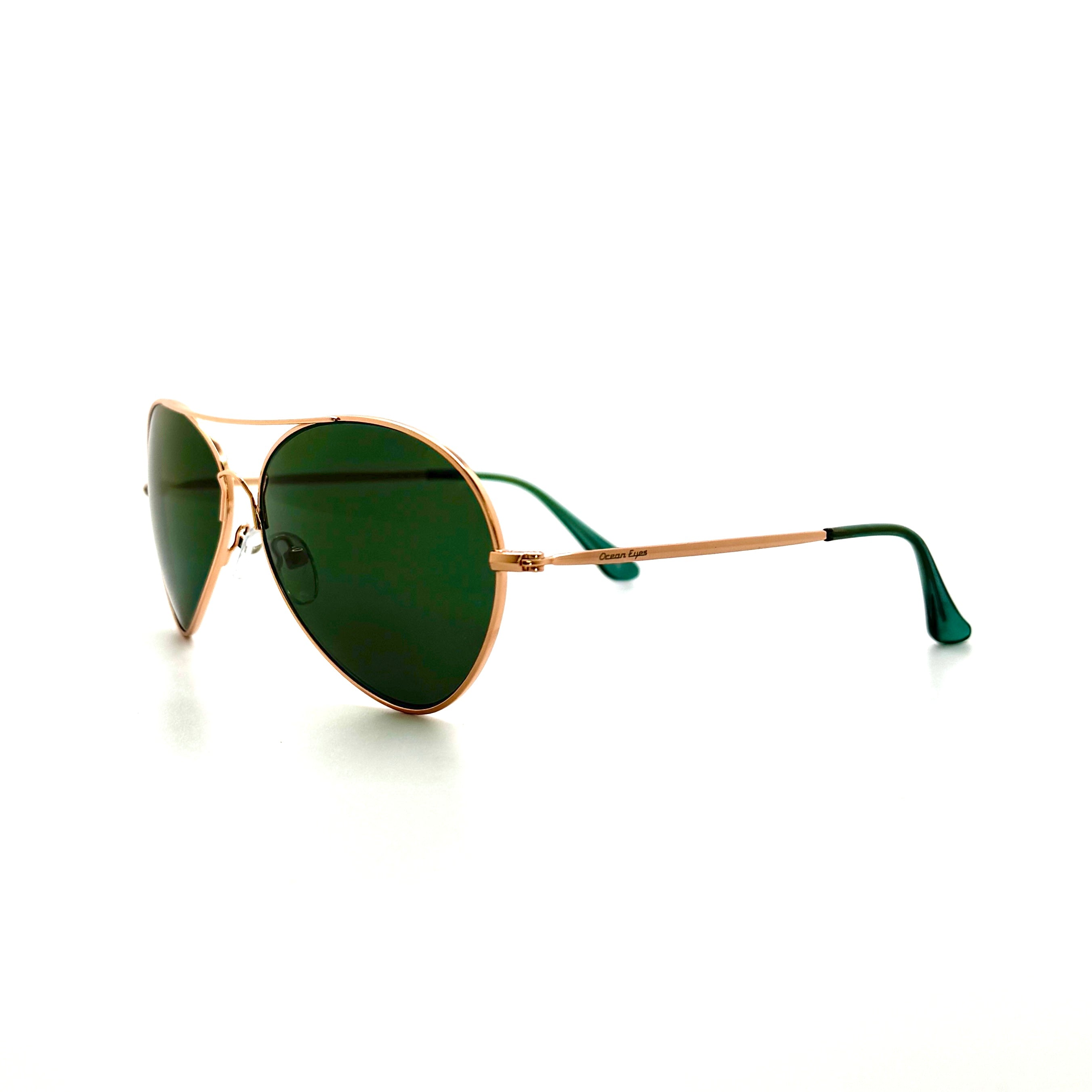 Havana PC – Shiny Gold Metal Frame with Green Lenses 2073PC-2