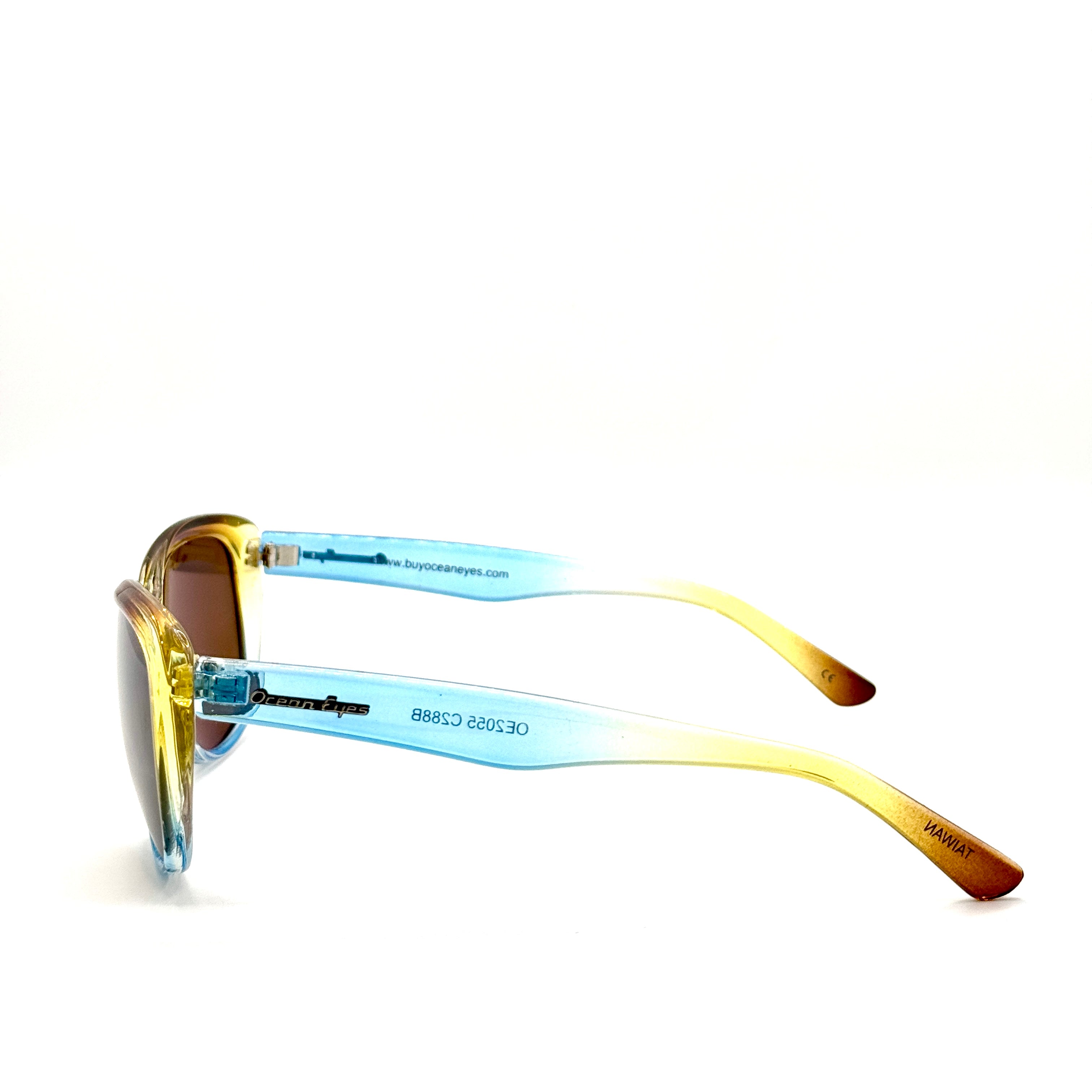 Kauai PC-Shiny Crystal Brown Fade to Blue Frame with Amber Lenses