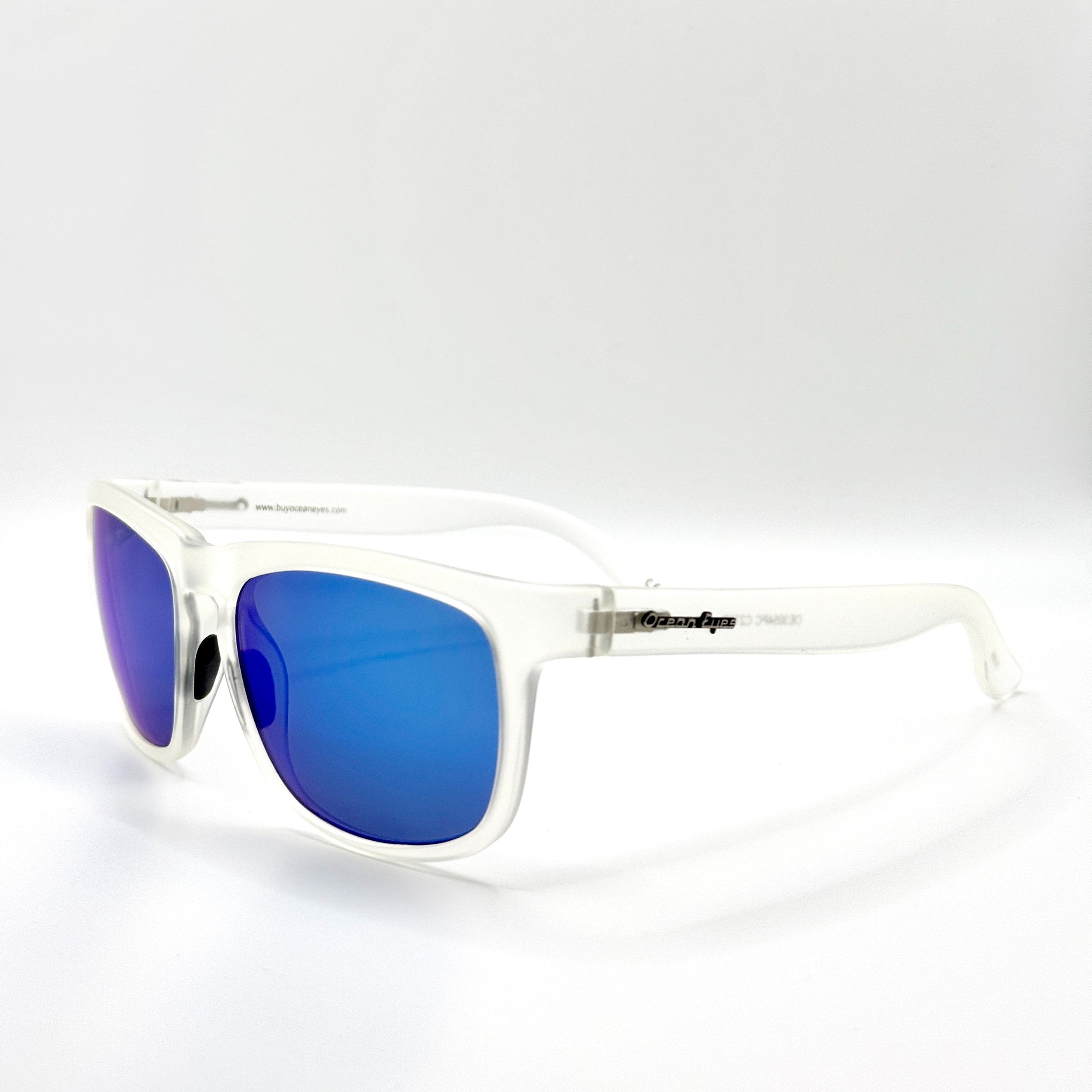 Shaka PC- Frost White Frame with Blue Mirror Lenses 3054PC-2B