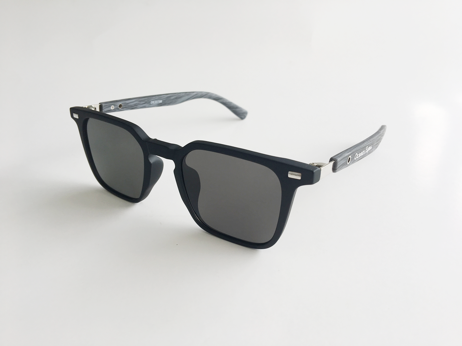 Panama PC -Matte Black and Woodgrain Frame w/Smoke Lenses
