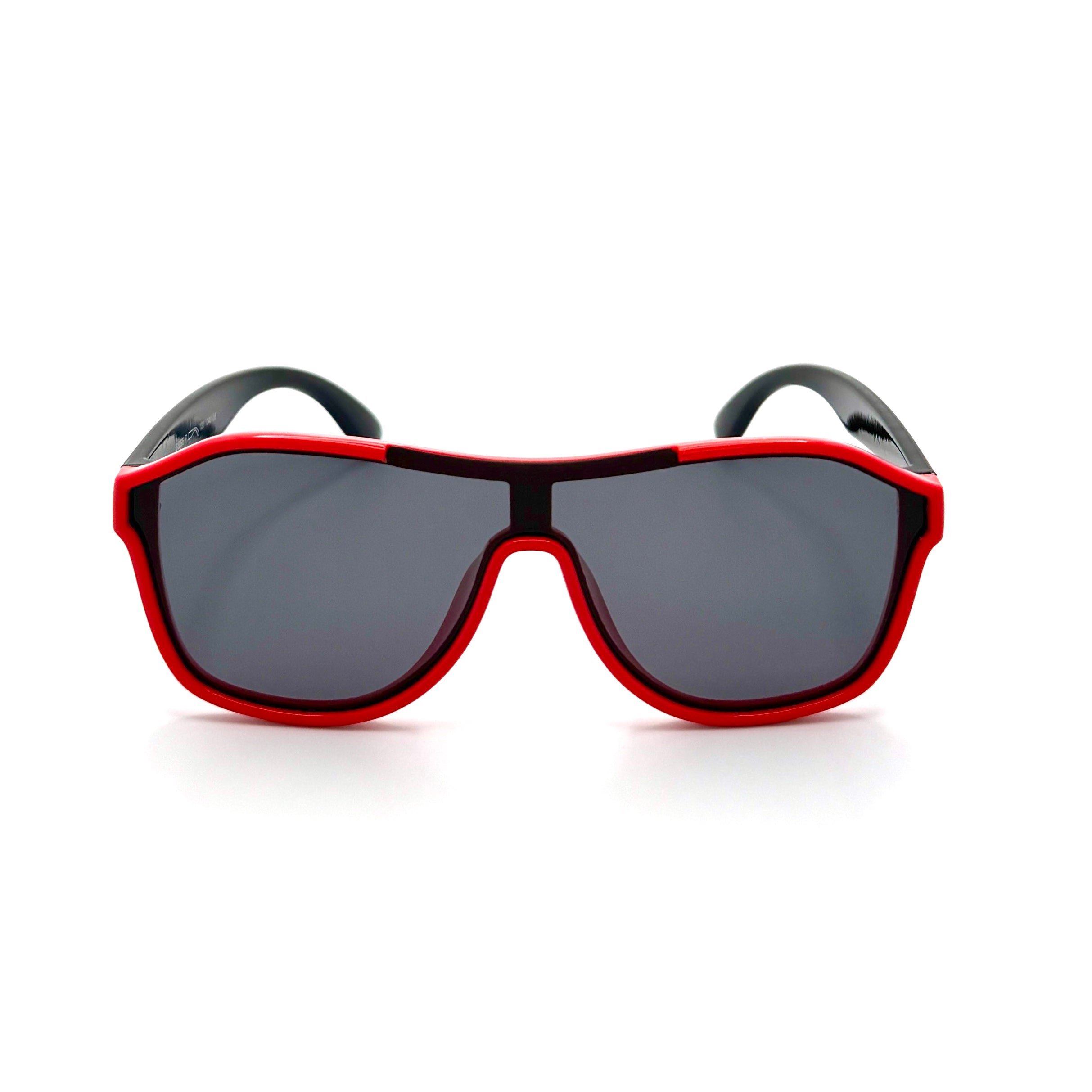 Guppy - Kids shiny red and black frame w/polarized smoke lenses  2069-3