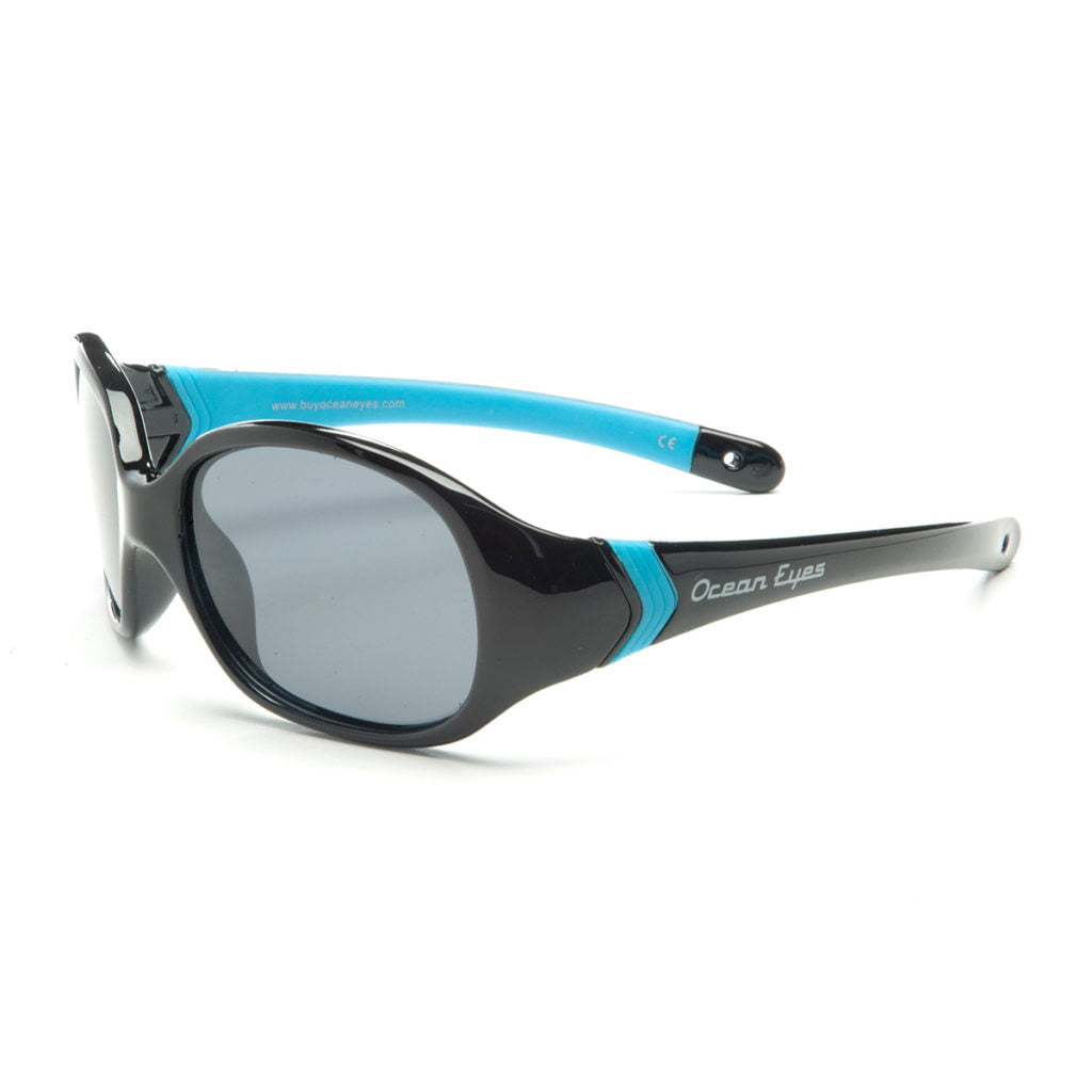 Sand Dollar - Kid's shiny black w/turquoise frame w/polarized smoke lenses  2067-2
