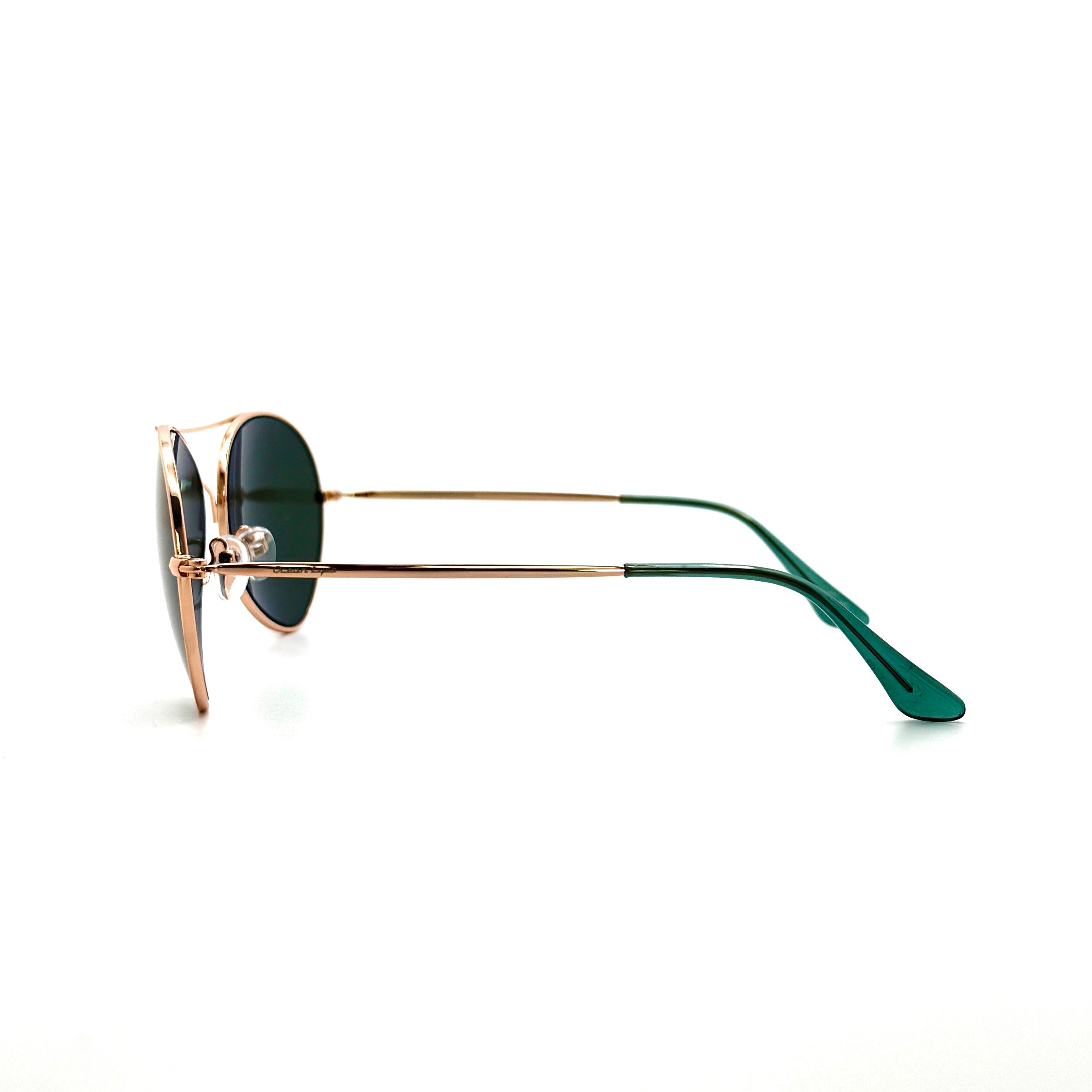 Havana PC – Shiny Gold Metal Frame with Green Lenses 2073PC-2