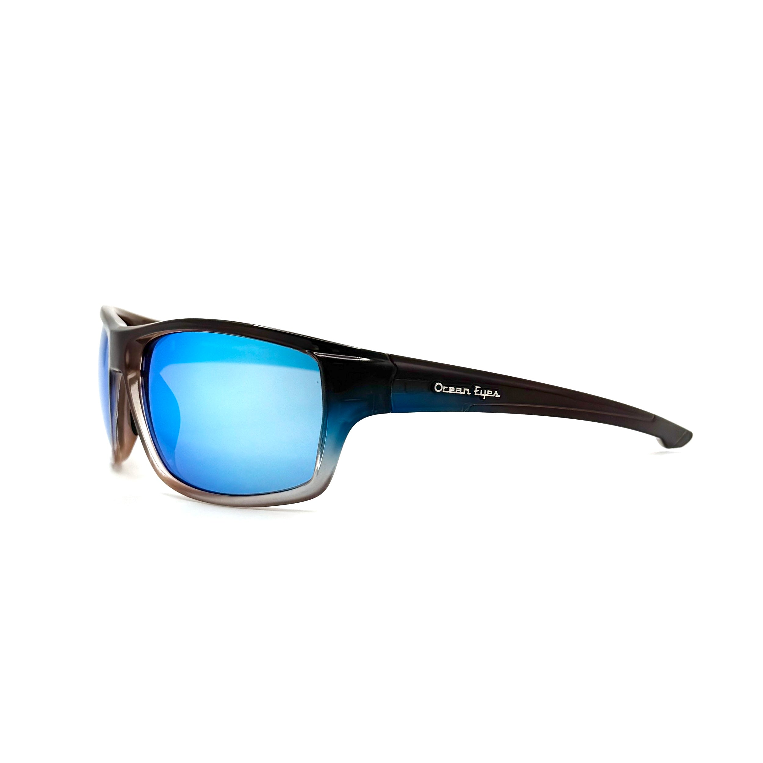 Baja - Shiny Brown w/Blue Frame with PC Polarized Mirror Lenses  3076-4