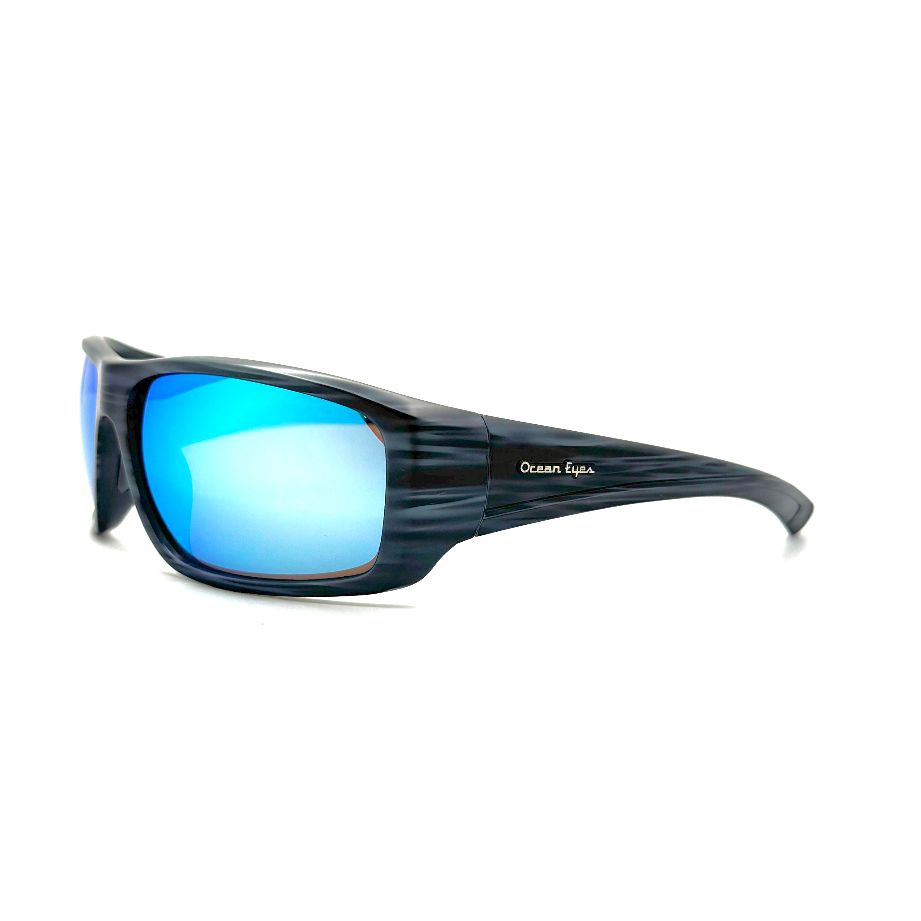 Cayo Hueso - Matte Black & Gray Stripe Frame with Light Blue Mirror Glass Lenses