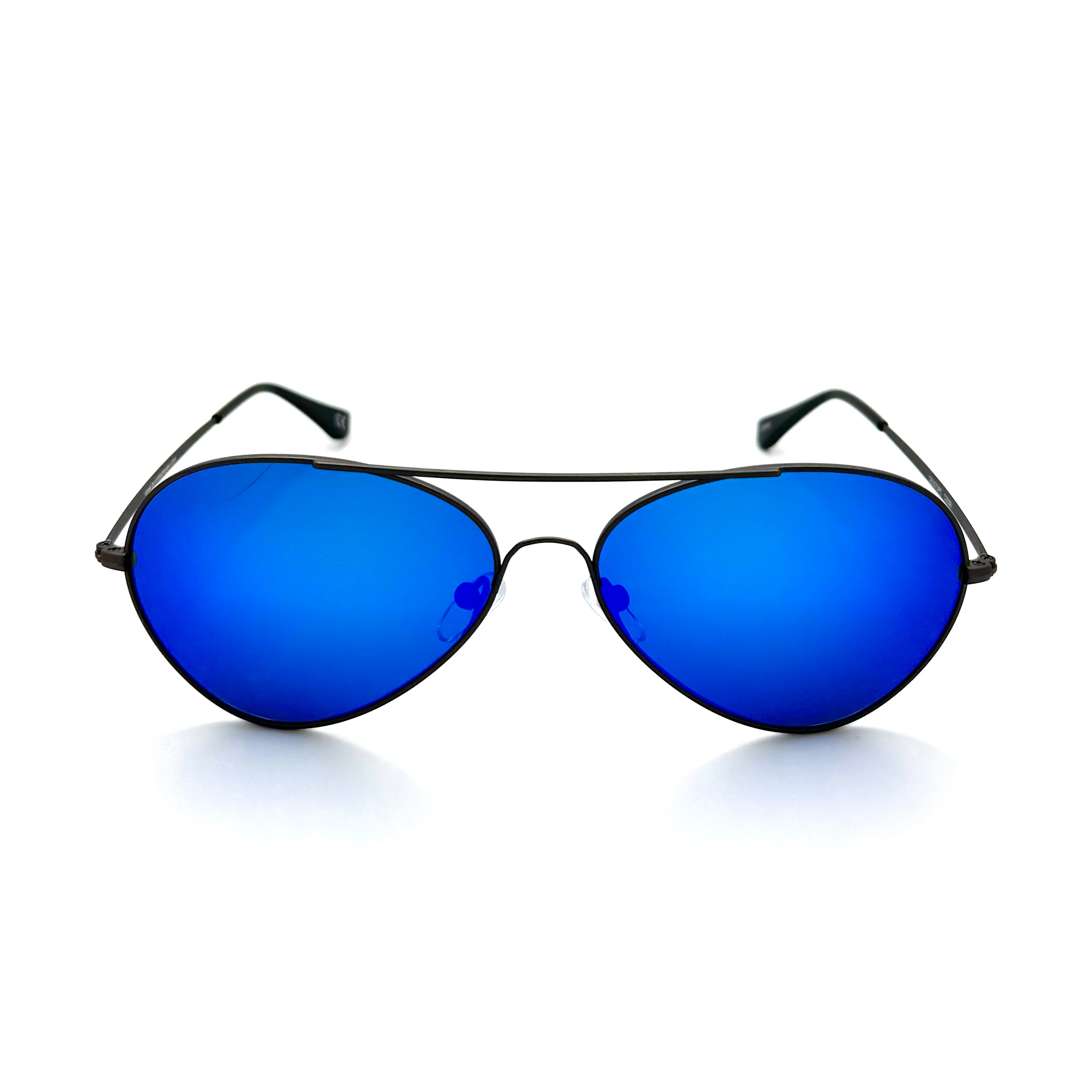 Havana – Matte Gun Metal Frame with Dark Blue Mirror Lenses  3073PC-1