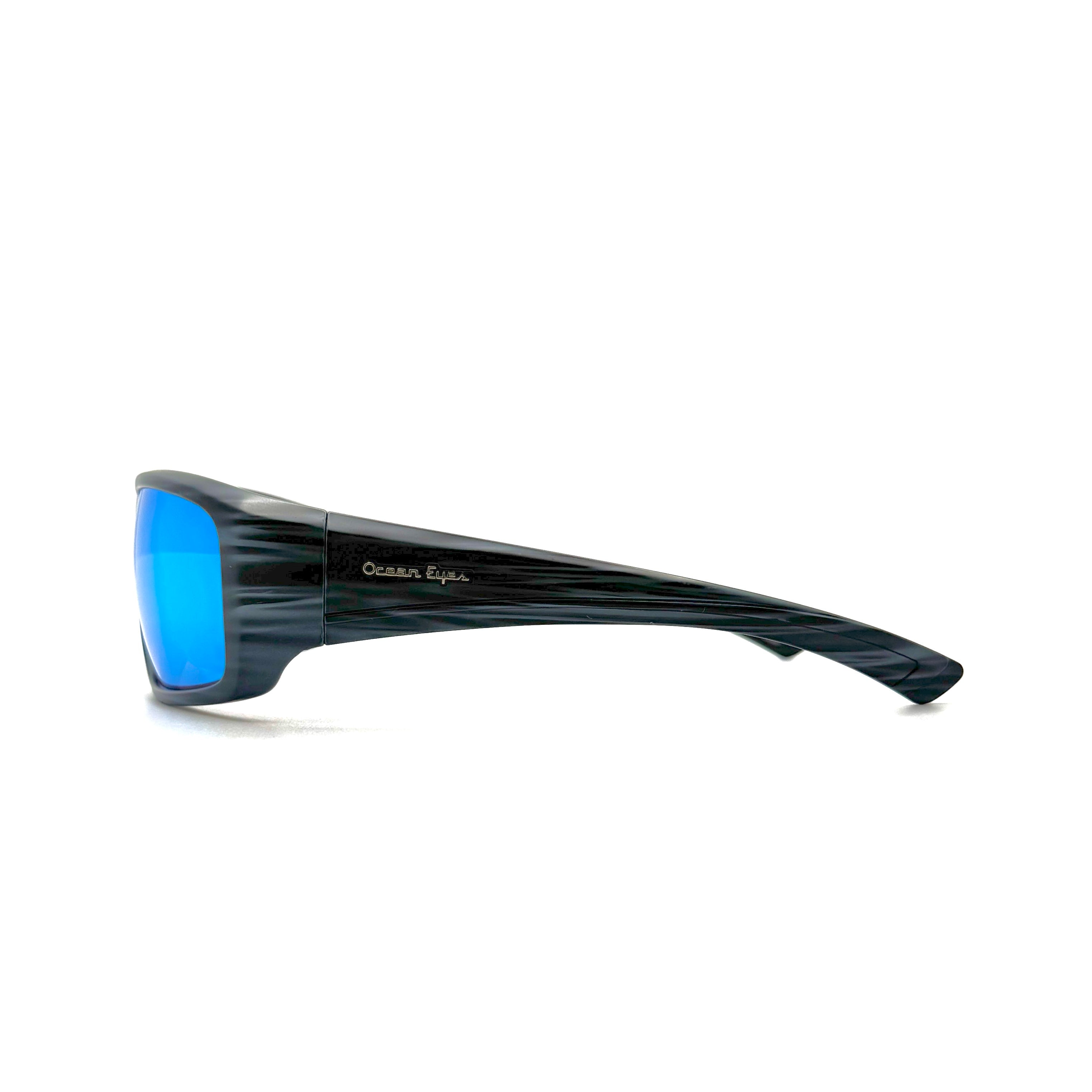 Cayo Hueso - Matte Black & Gray Stripe Frame with Light Blue Mirror Glass Lenses