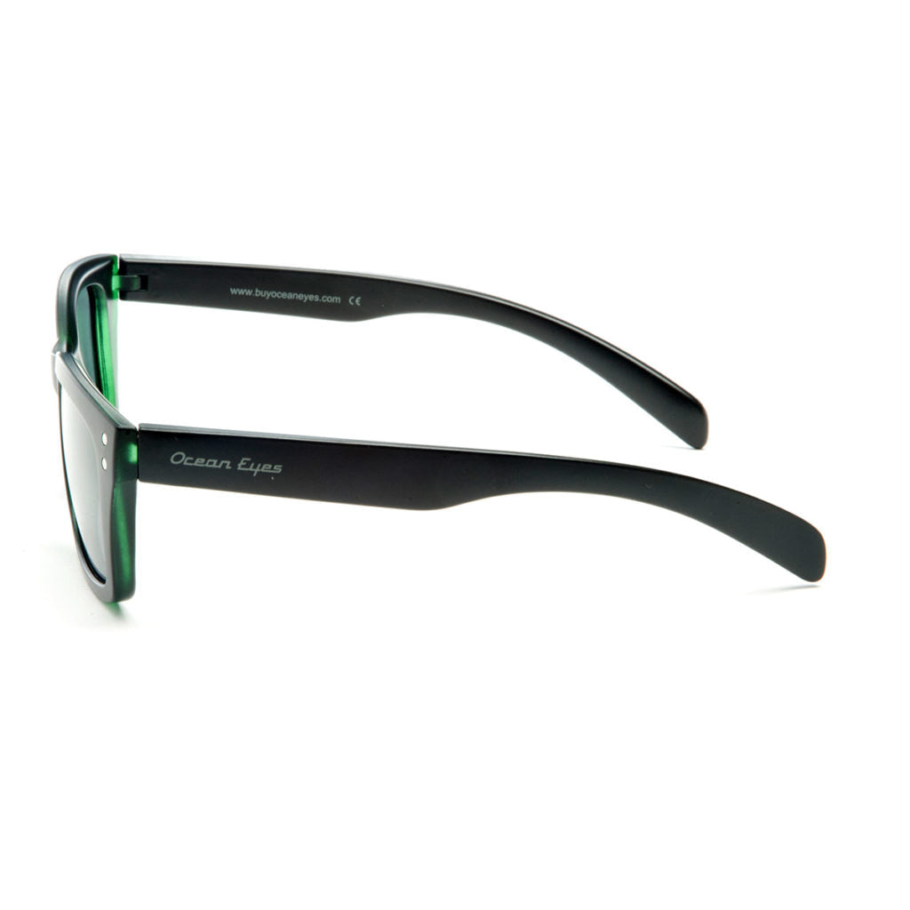 Minnow - Kid's matte black w/green frame with smoke lenses  2068-1