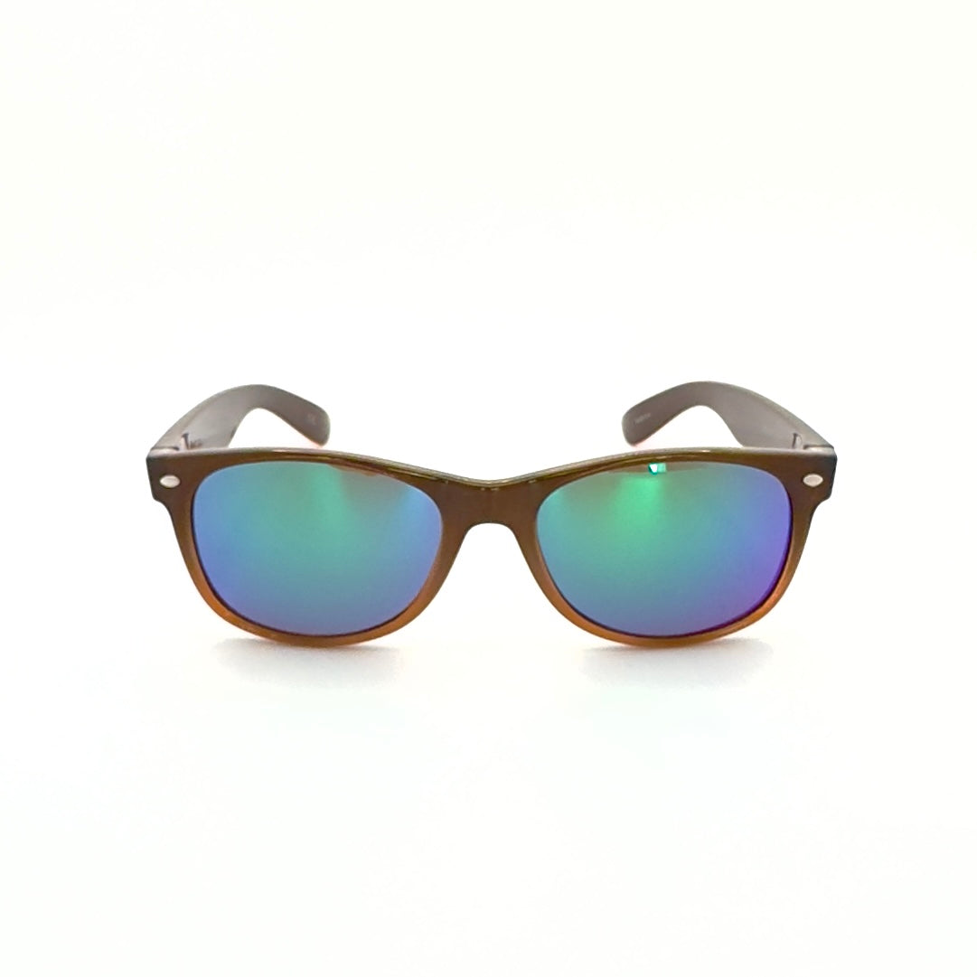 Phat Kat - Shiny 2 Toned Brown Frame with Amber Green Mirror Lenses 3051PC-C5