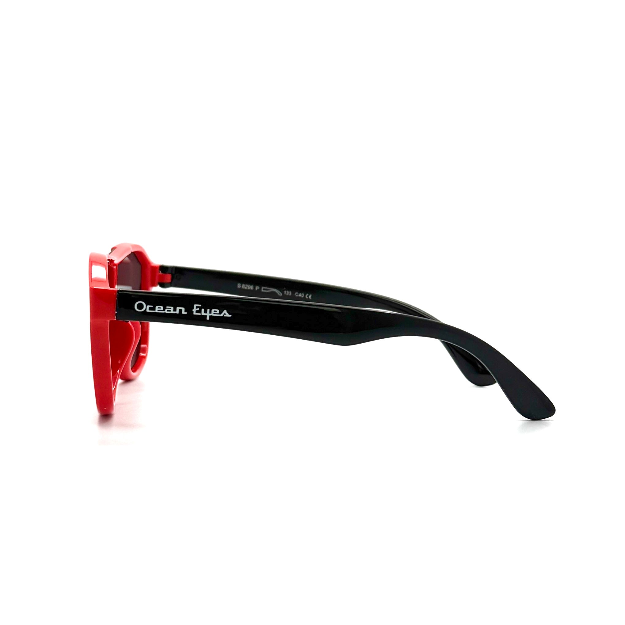 Guppy - Kids shiny red and black frame w/polarized smoke lenses  2069-3