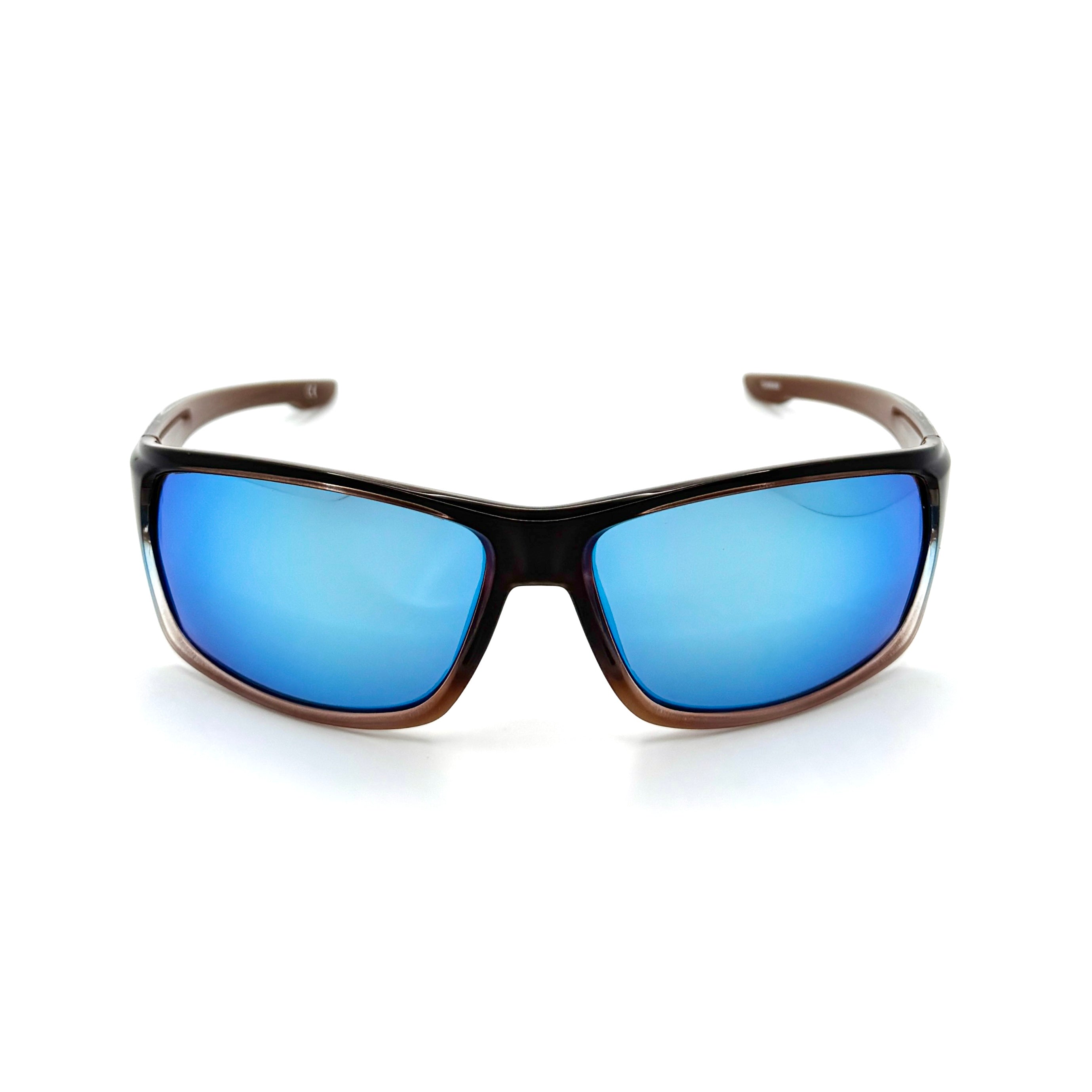 Baja - Shiny Brown w/Blue Frame with PC Polarized Mirror Lenses  3076-4