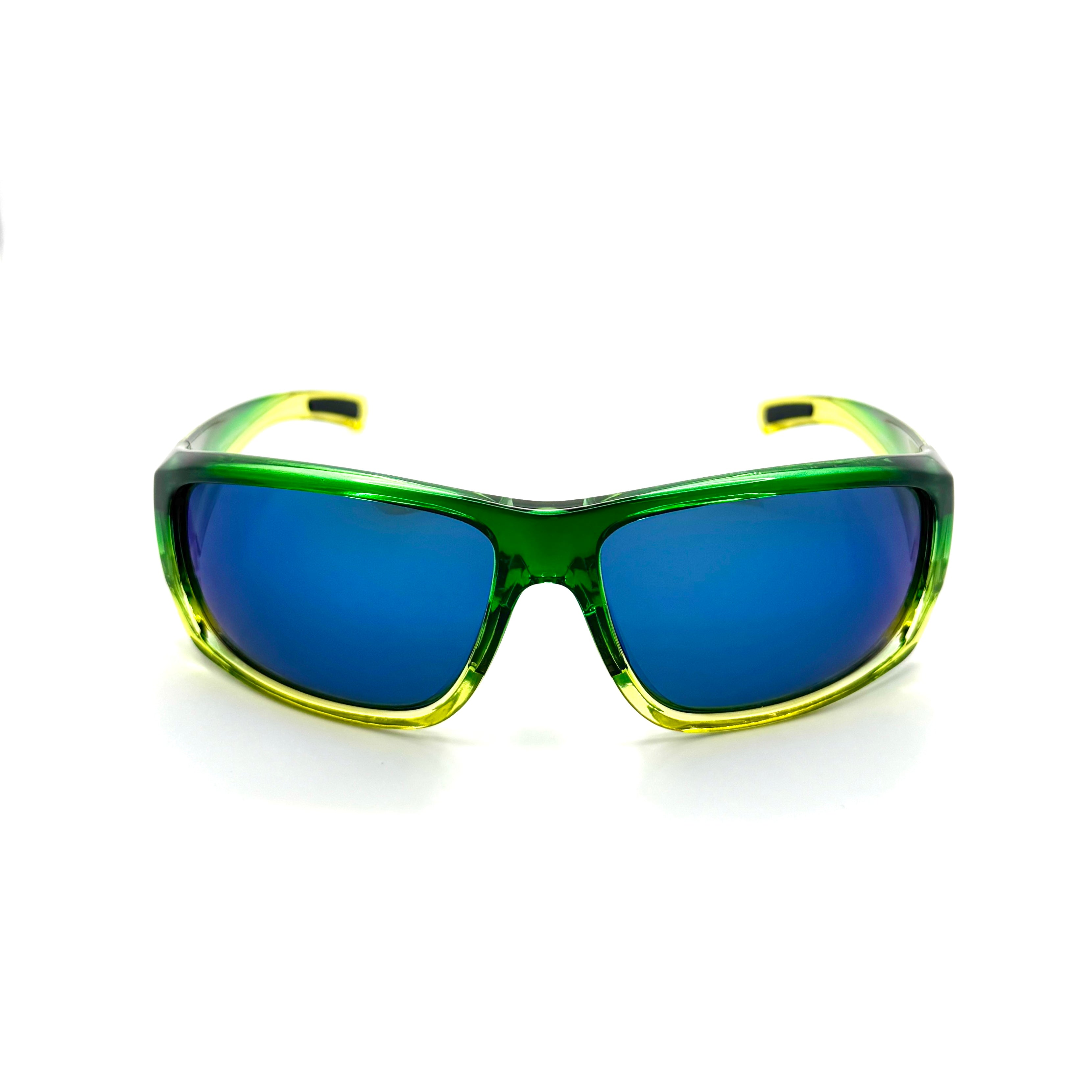 Cayo Hueso - Shiny Crystal Mahi Frame with Blue Mirror Glass Lenses