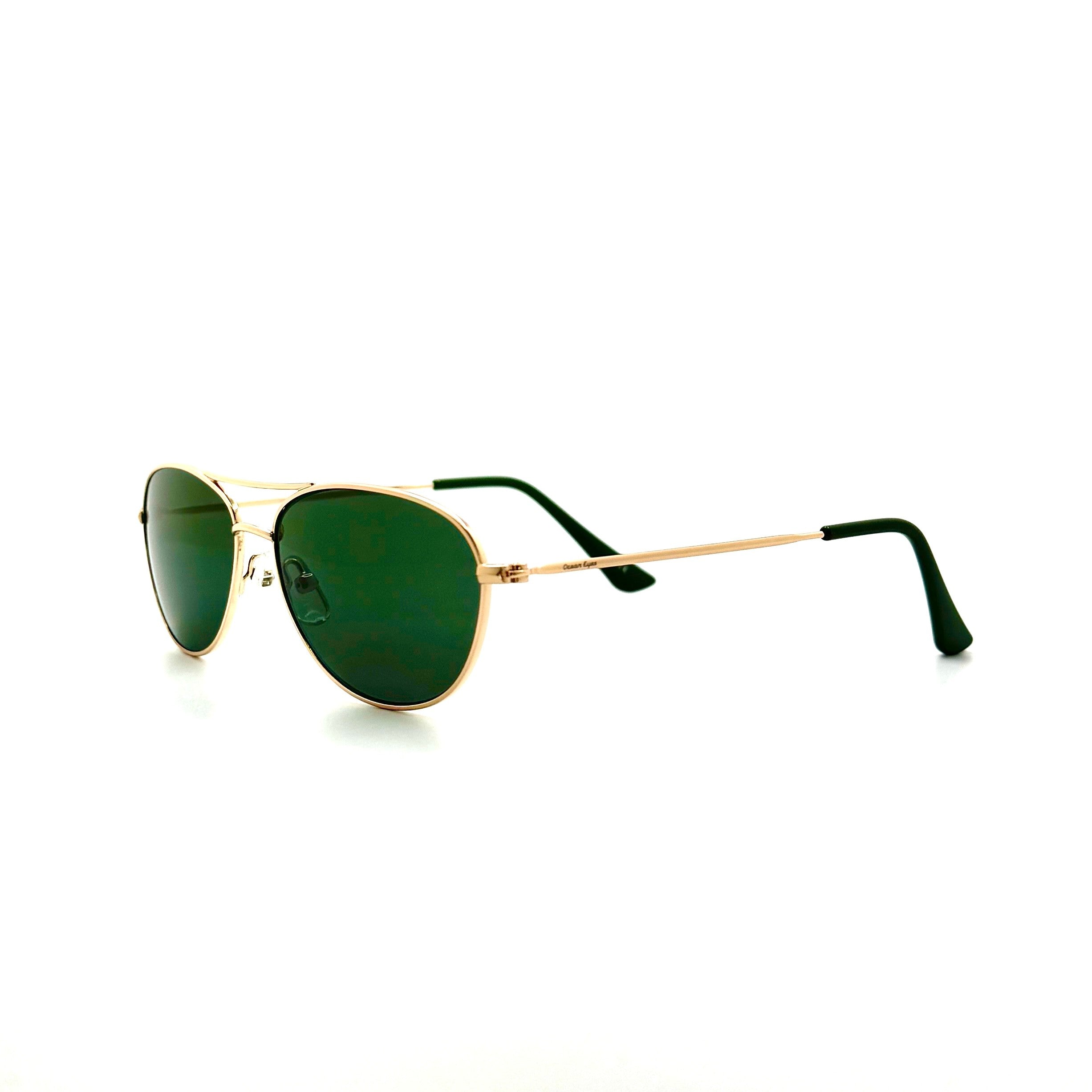 Belize PC – Shiny Gold Metal Frame with Green Lenses  2070PC-3