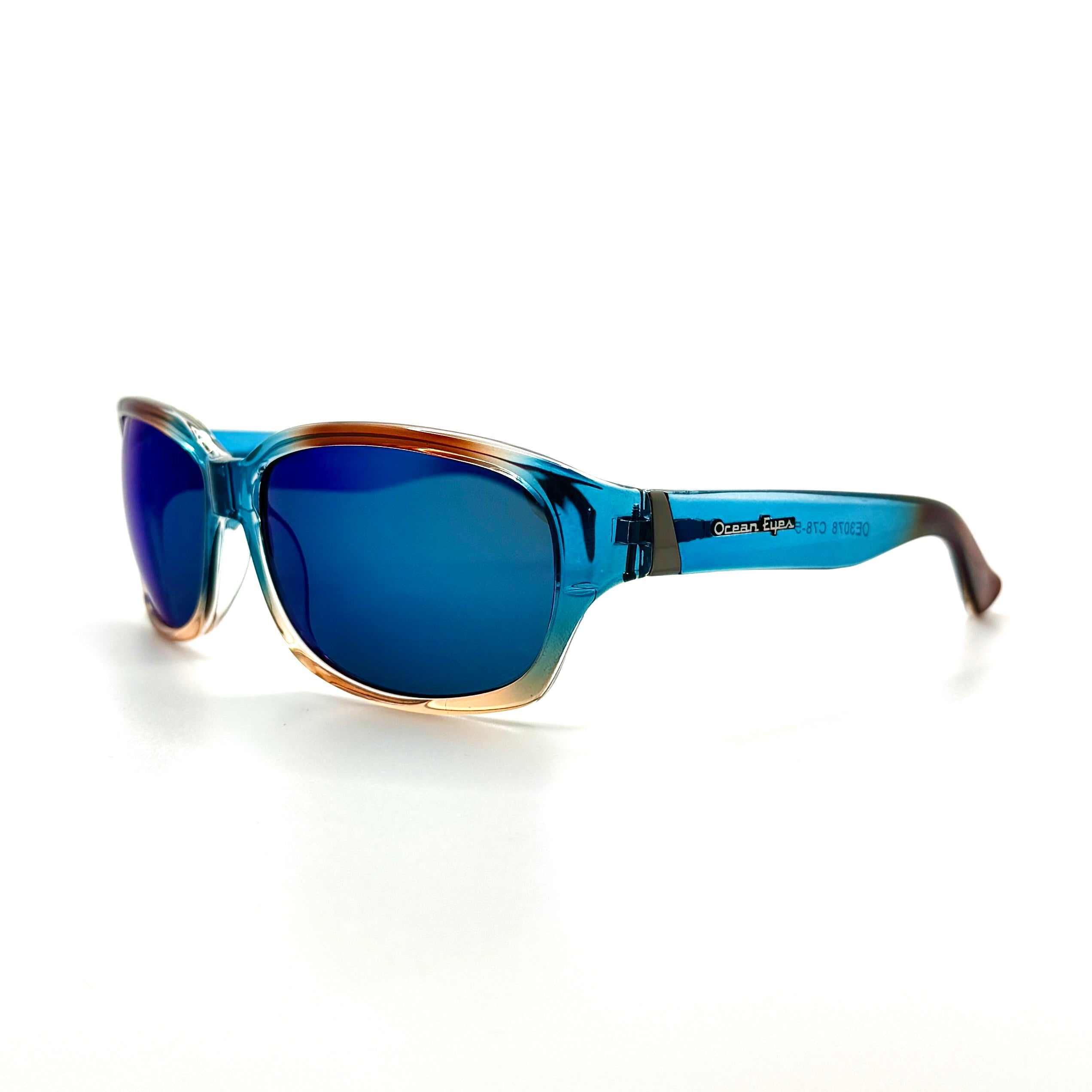 Bimini - Shiny Crystal Blue and Brown Frame with PC Polarized Mirror Lenses 3078-2
