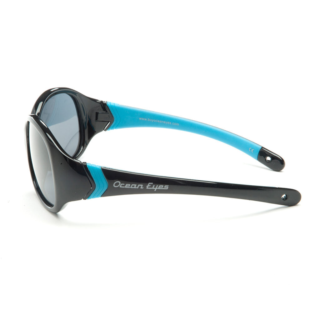 Sand Dollar - Kid's shiny black w/turquoise frame w/polarized smoke lenses  2067-2