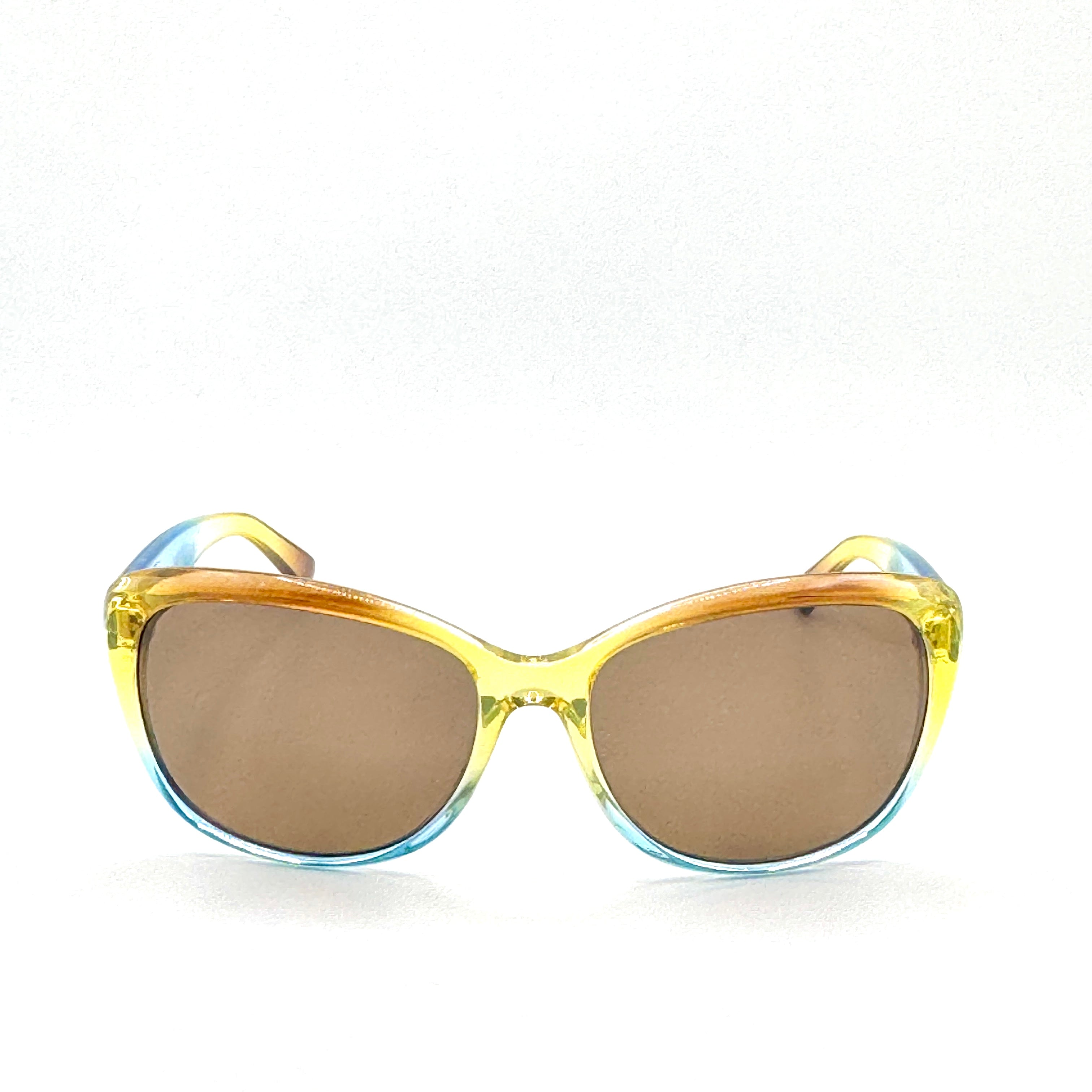 Kauai PC-Shiny Crystal Brown Fade to Blue Frame with Amber Lenses