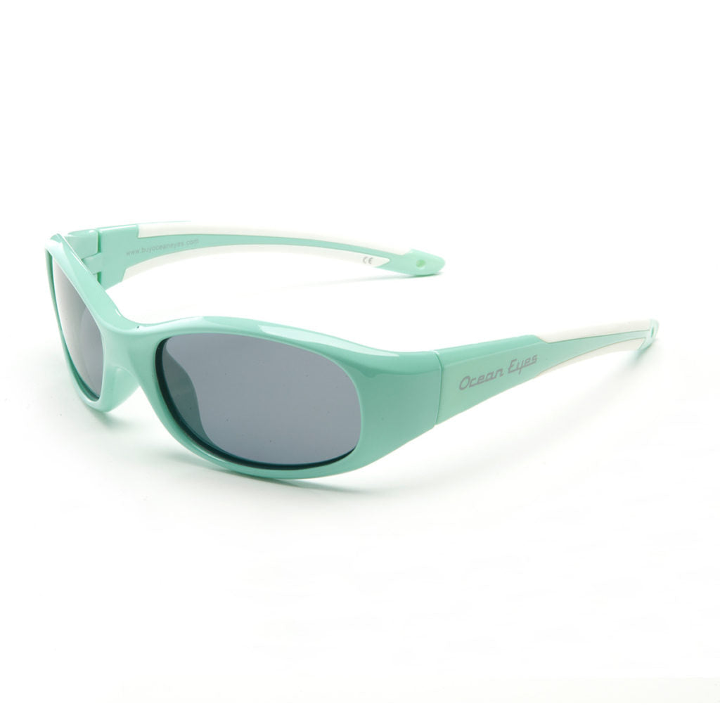 Sandpiper - Kids shiny mint green w/white frame w/polarized smoke lenses 2065-4