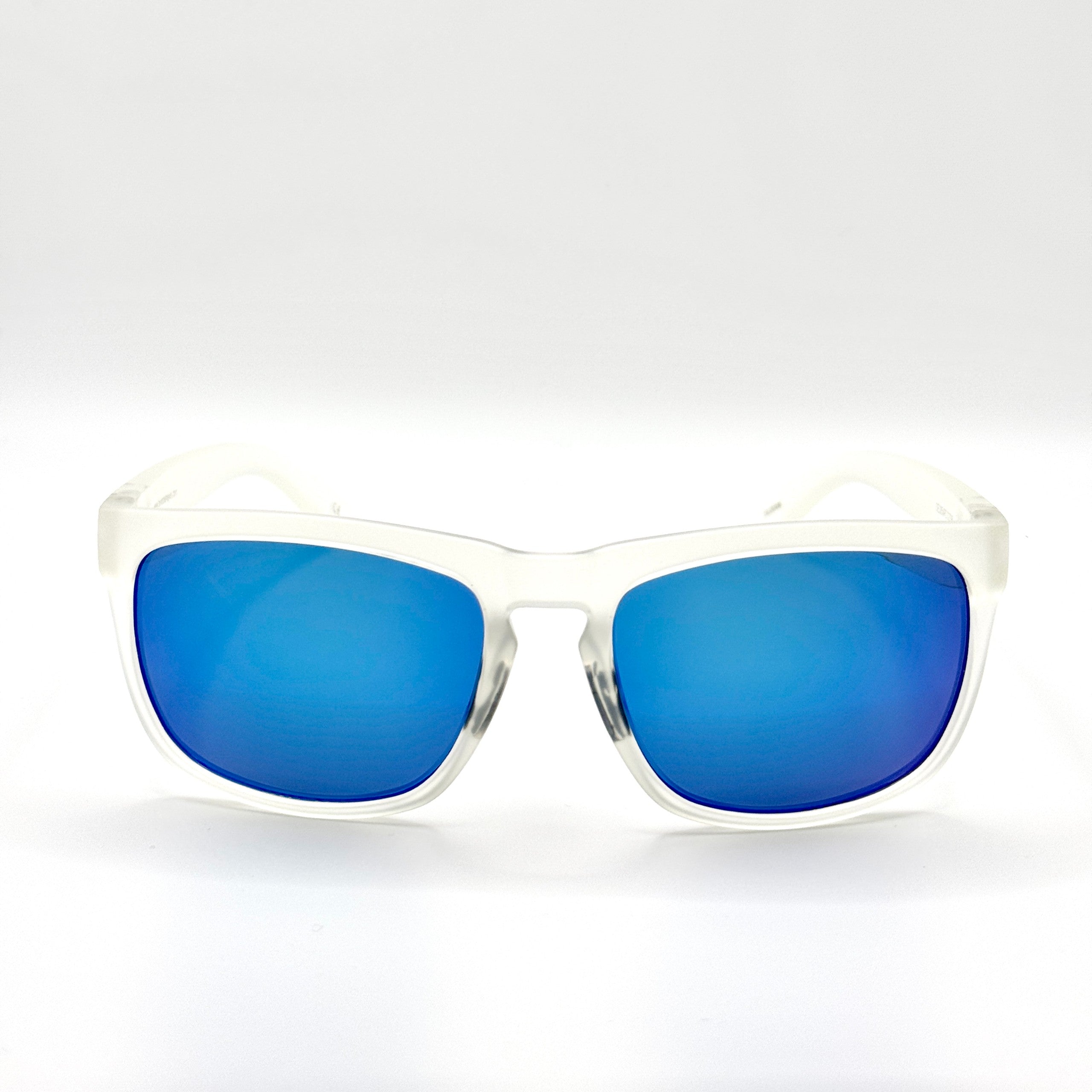 Shaka PC- Frost White Frame with Blue Mirror Lenses 3054PC-2B